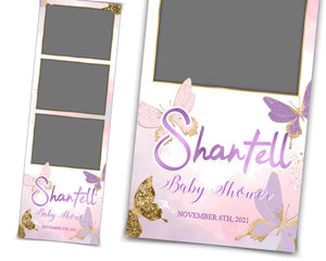 Baby Shower Photobooth template Purple Rose Gold and Pink Butterfly 2x6 strip Babyshower baby shower its a girl Photo Booth Template 659