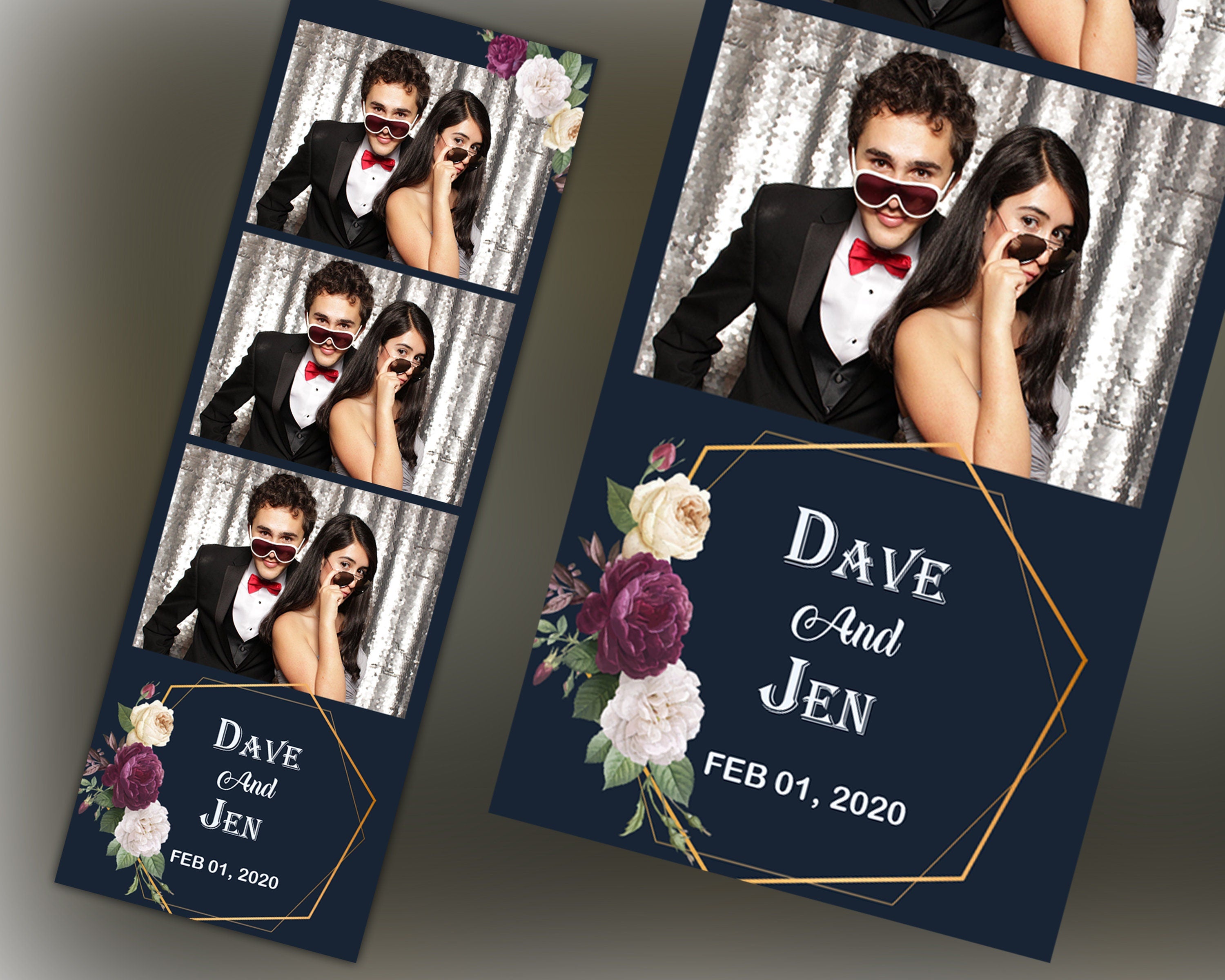 Wedding Photo booth Template Bridal Shower Sweet 16 Sixteen black red rose Floral Anniversary Photobooth Template  2x6
