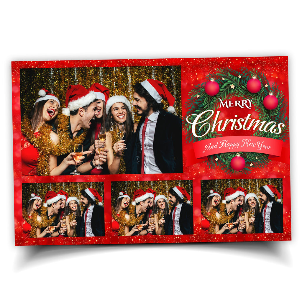 Christmas Photobooth Template, 4x6 Merry Christmas and New Year Xmas Green & Red for Mirror Salsa Darkroom, DSLR Touchpix and PSD PNG