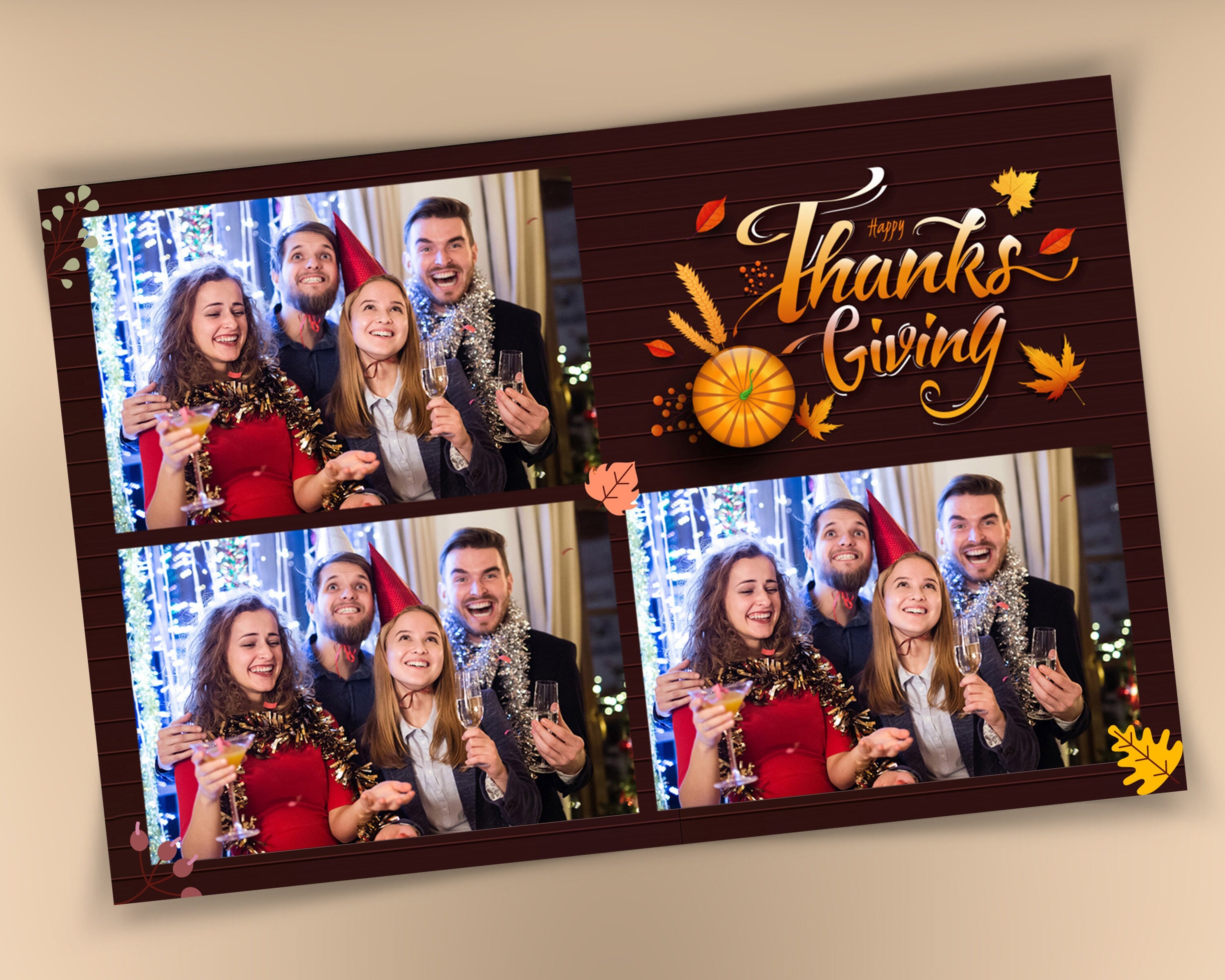 Fall 4x6 Photo Booth Template for Thanksgiving Friendsgiving Bridal shower Holiday Festival Wedding Birthday Sweet 16 Quinceañera