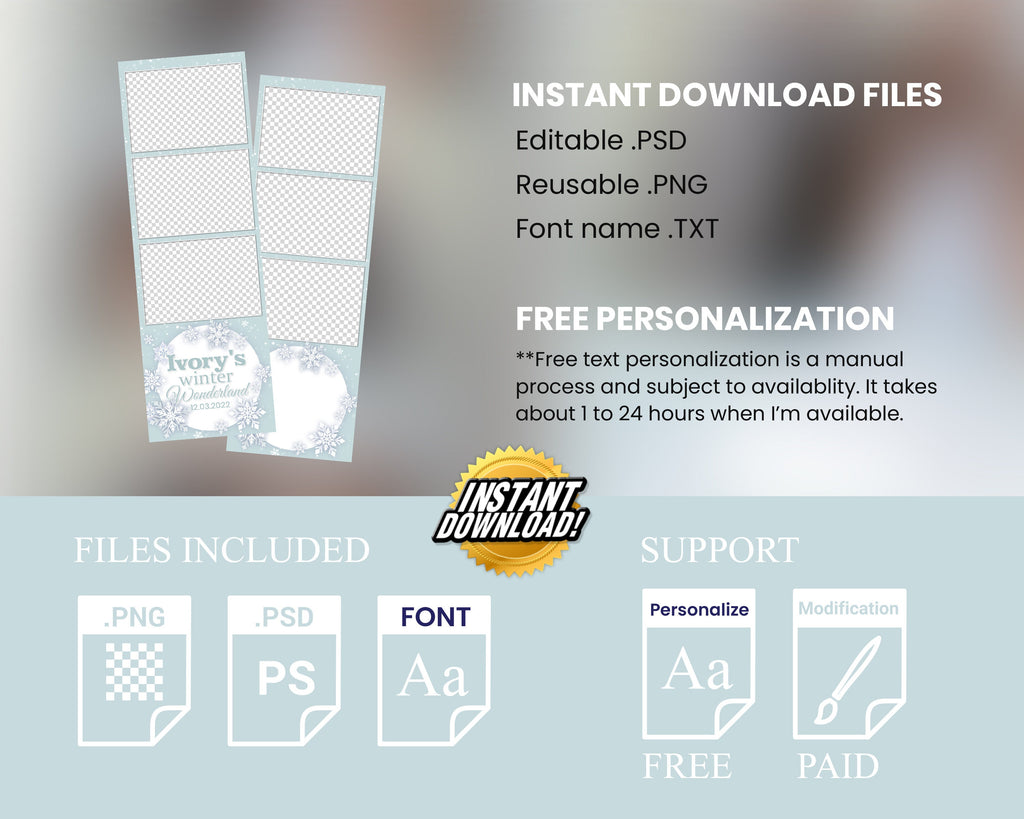 Photo Booth Template, Winter Wonderland, Winter Carnival 2021 2x6 photo stripe