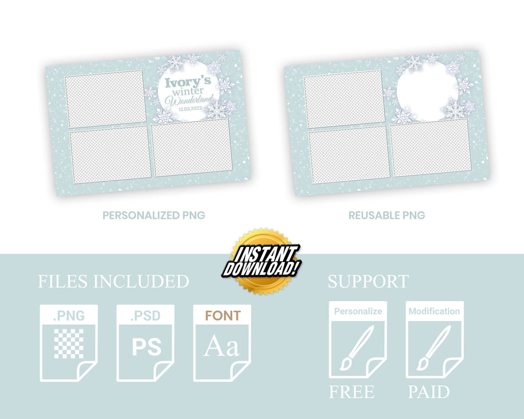 Photo Booth Template, Winter Wonderland, Winter Carnival 2021 4x6 3 photos