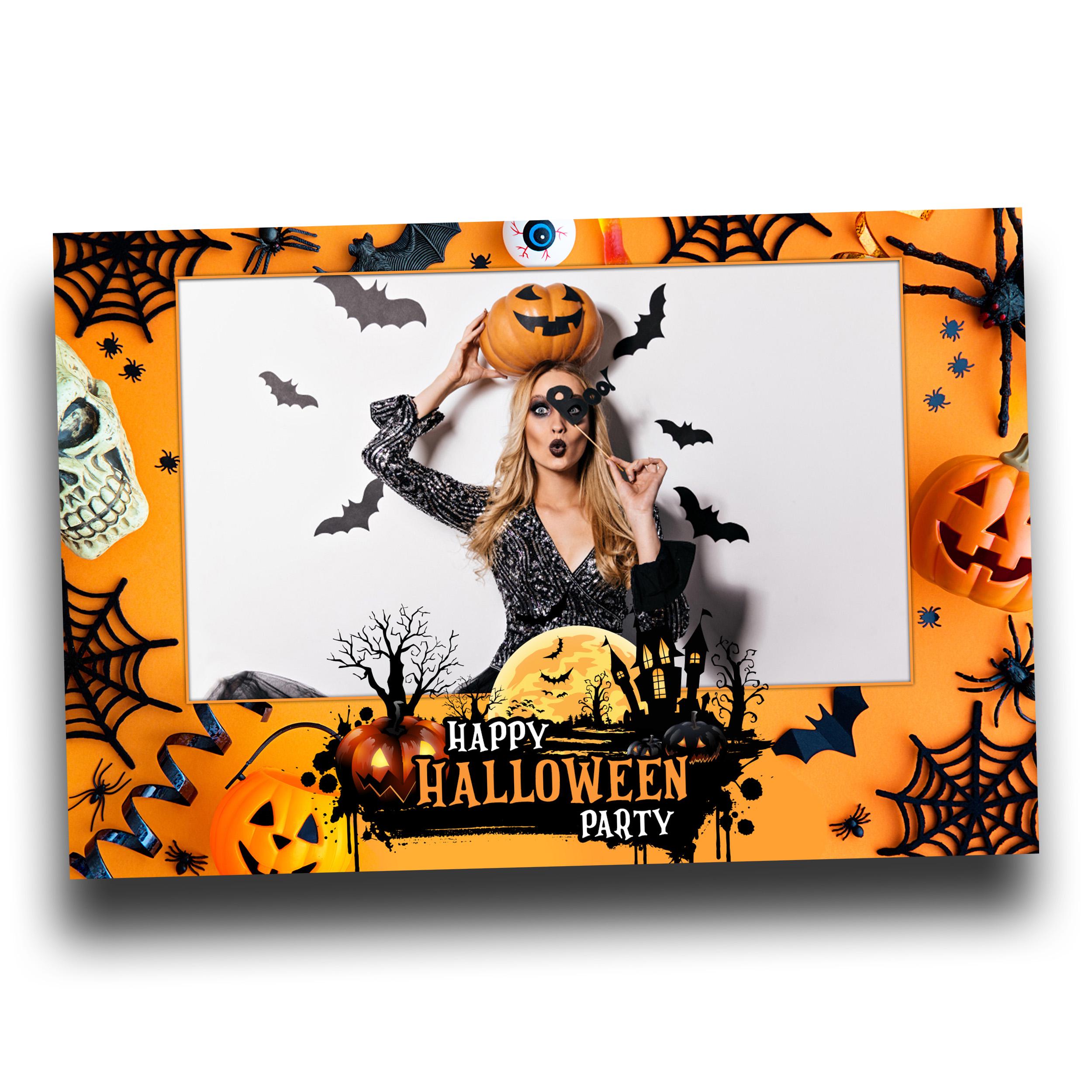 Halloween Photobooth Template 4x6 Landscape single photo Trick or Treat Party 2024 Orange Yellow Black Pumpkin Photo Booth Template B29