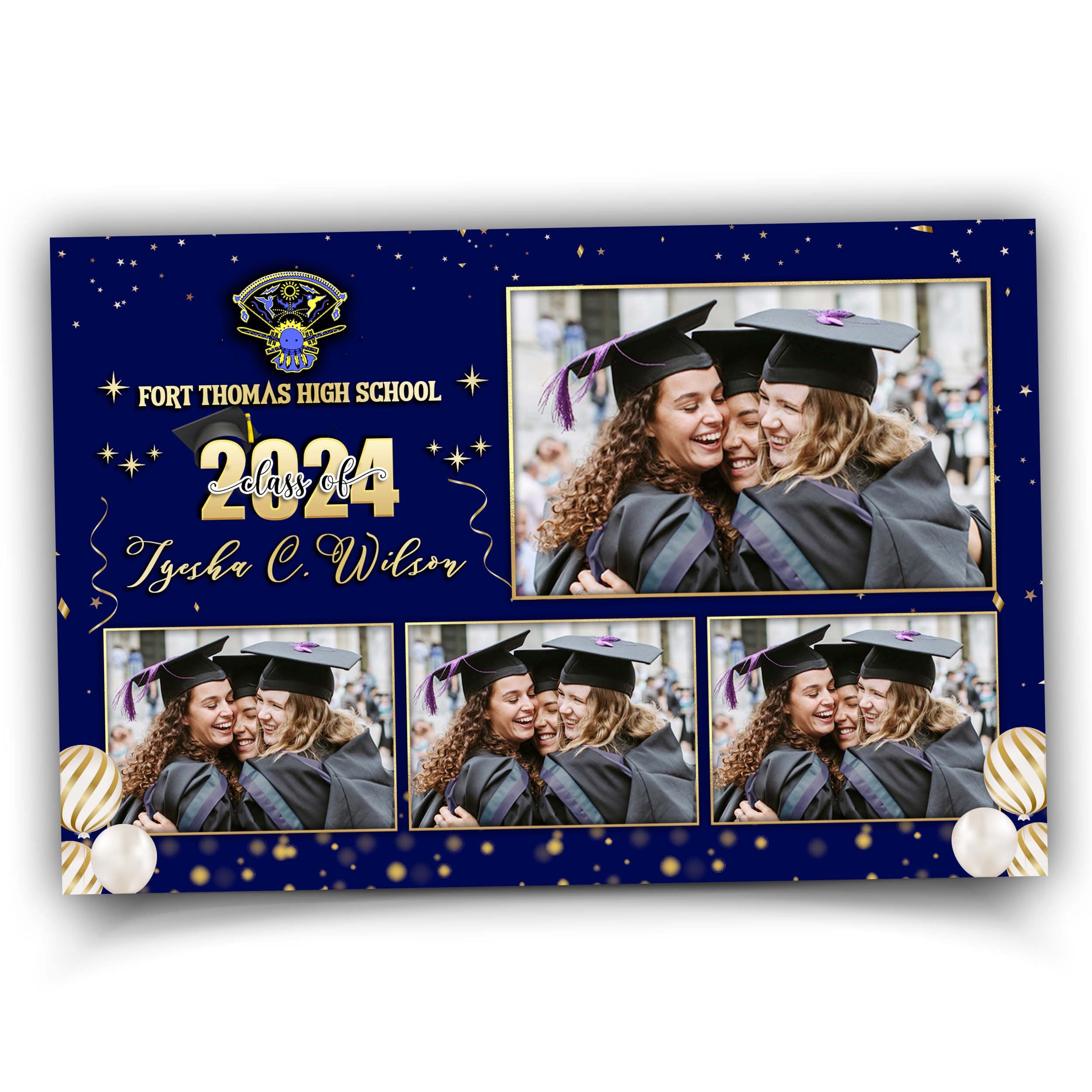 Class of 2024 Graduation Prom Black Gold Photobooth Template 850