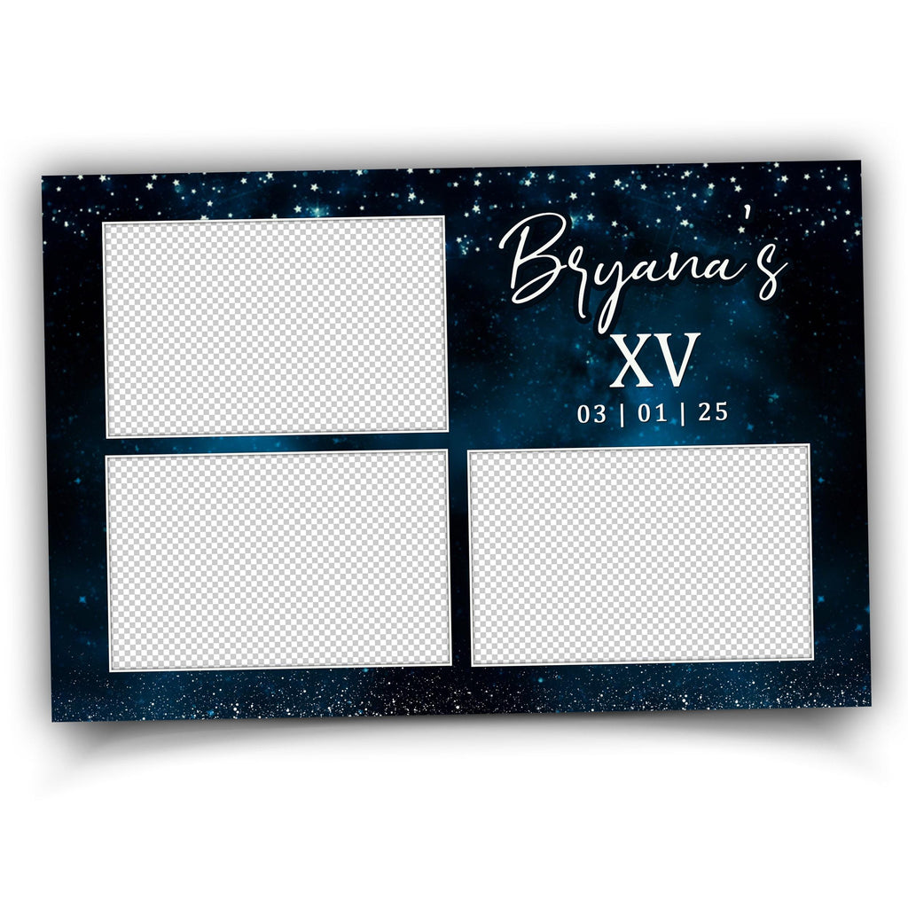 Sweet 16 Photobooth Template, Sweet Sixteen, Quinceañera, 16th Birthday Photo Booth, Quinceanera, Mis Quince, XV, 2x6 Blue Strip 1076