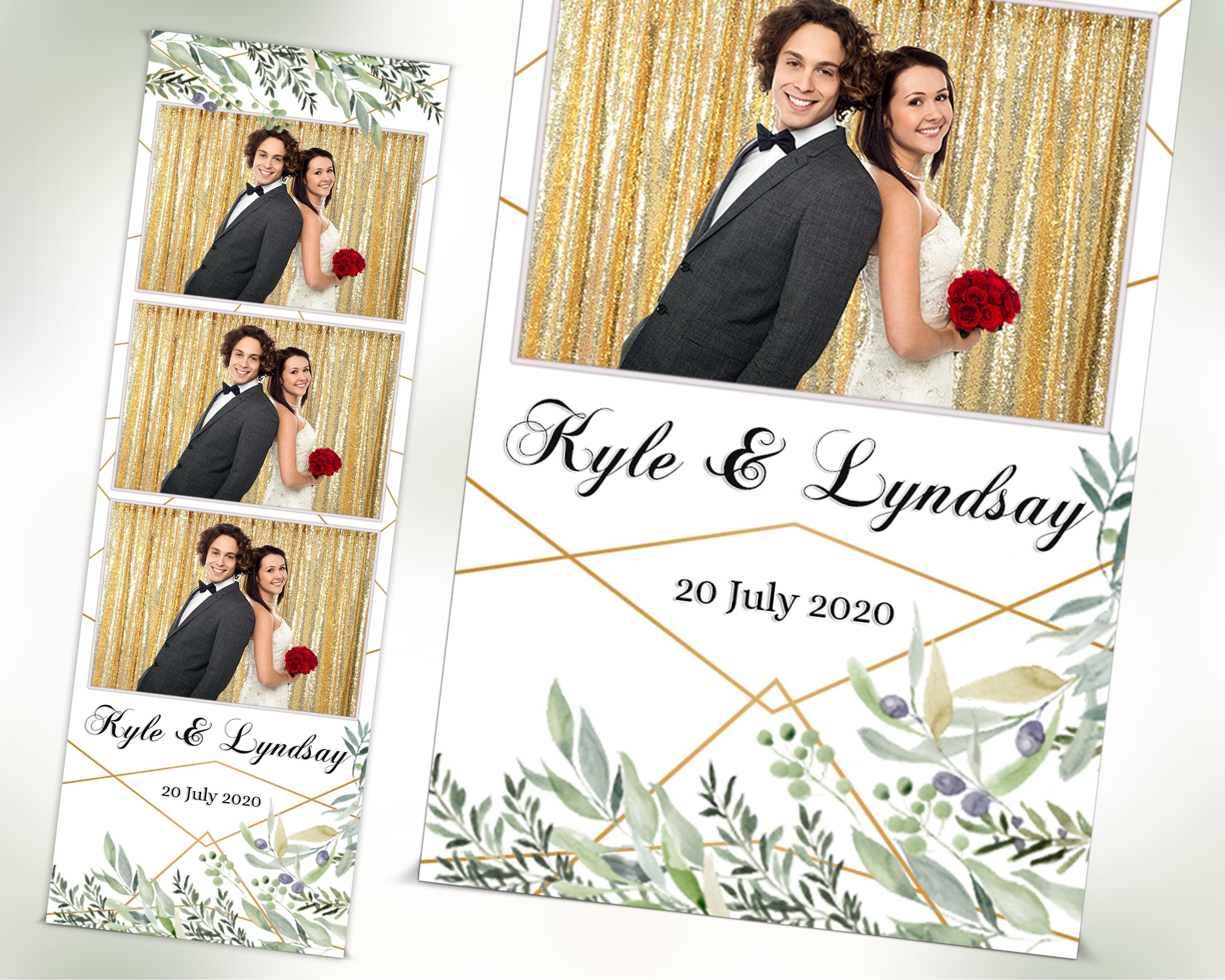 Wedding Bridal Shower Sweet 16 Floral Anniversary Photo Booth Template 2x6 Photobooth Template with XBDR Booth File and Font