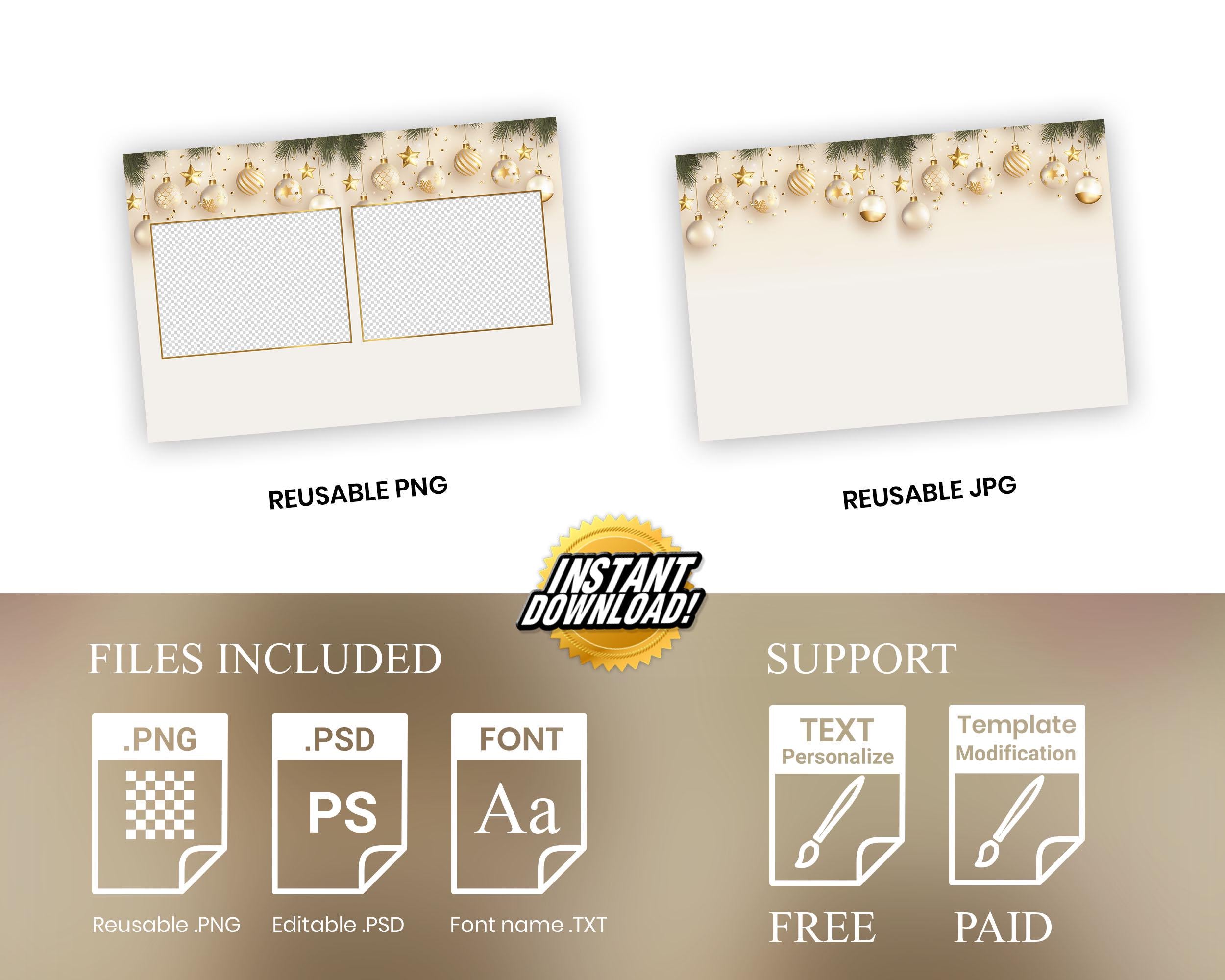 Christmas Photobooth Template | Holiday Photobooth | Merry Christmas | Gold Green | Xmas Photobooth Template | Christmas Photo booth 933