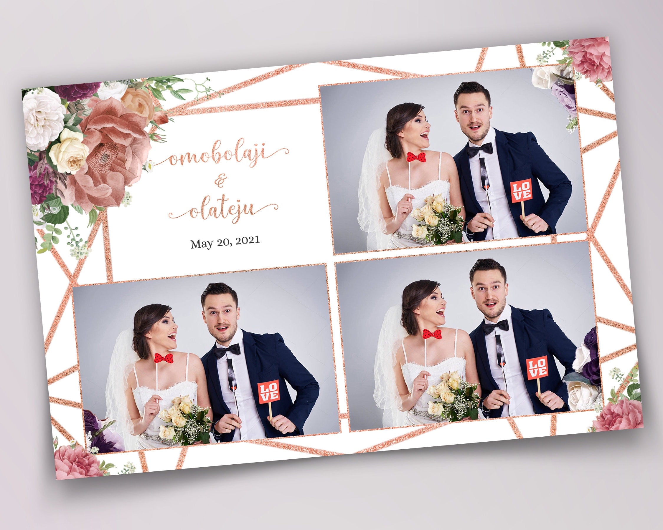 Wedding Photo Booth Template Purple Floral Photobooth Template Wedding Photo booth Template Sweet Sixteen Sweet 16 Bridal Shower purple plum