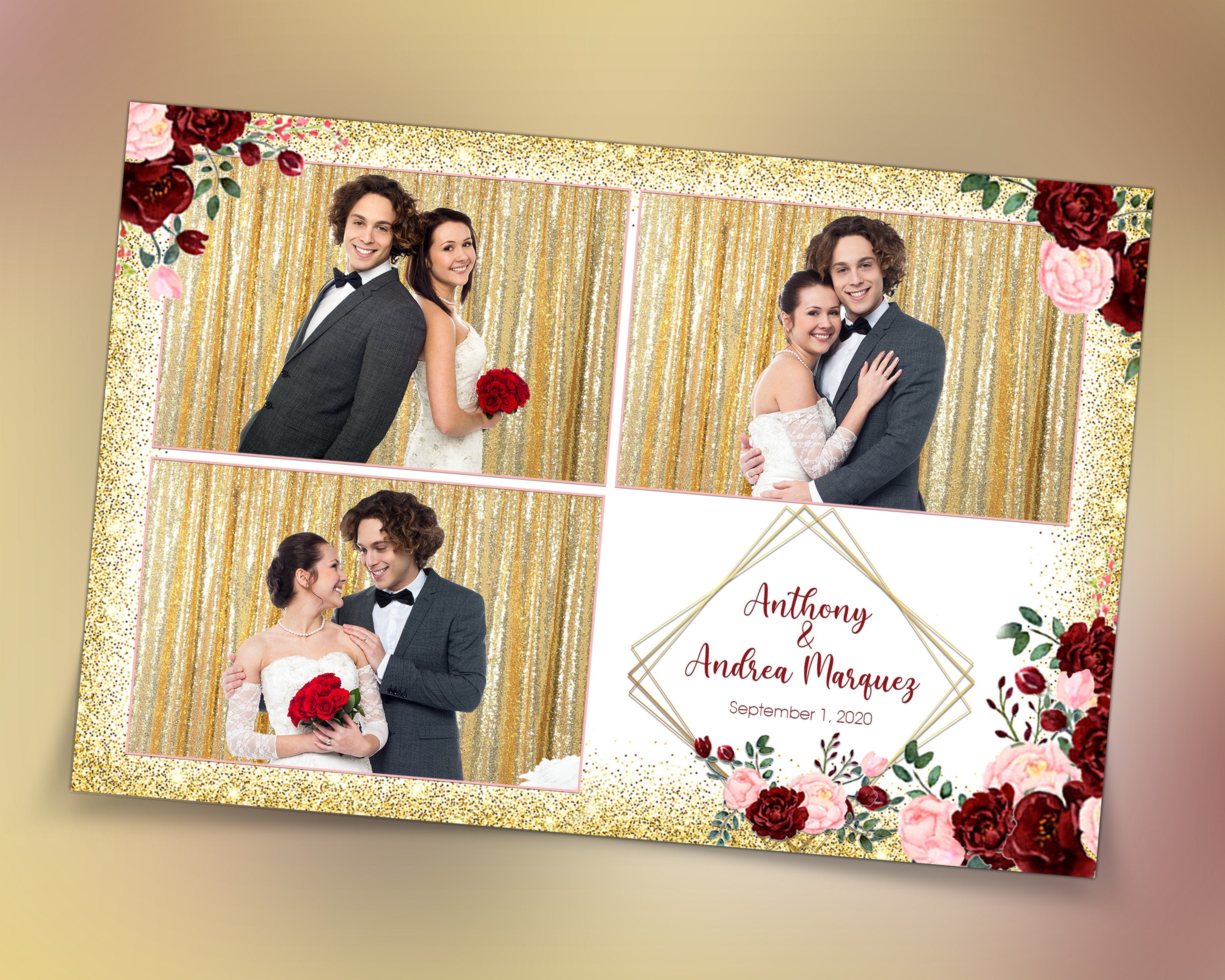 Wedding Photobooth Template, Floral Photobooth Template, 4x6 Wedding Photo booth Template, Sweet Sixteen, Sweet 16, Bridal Shower, 4x6