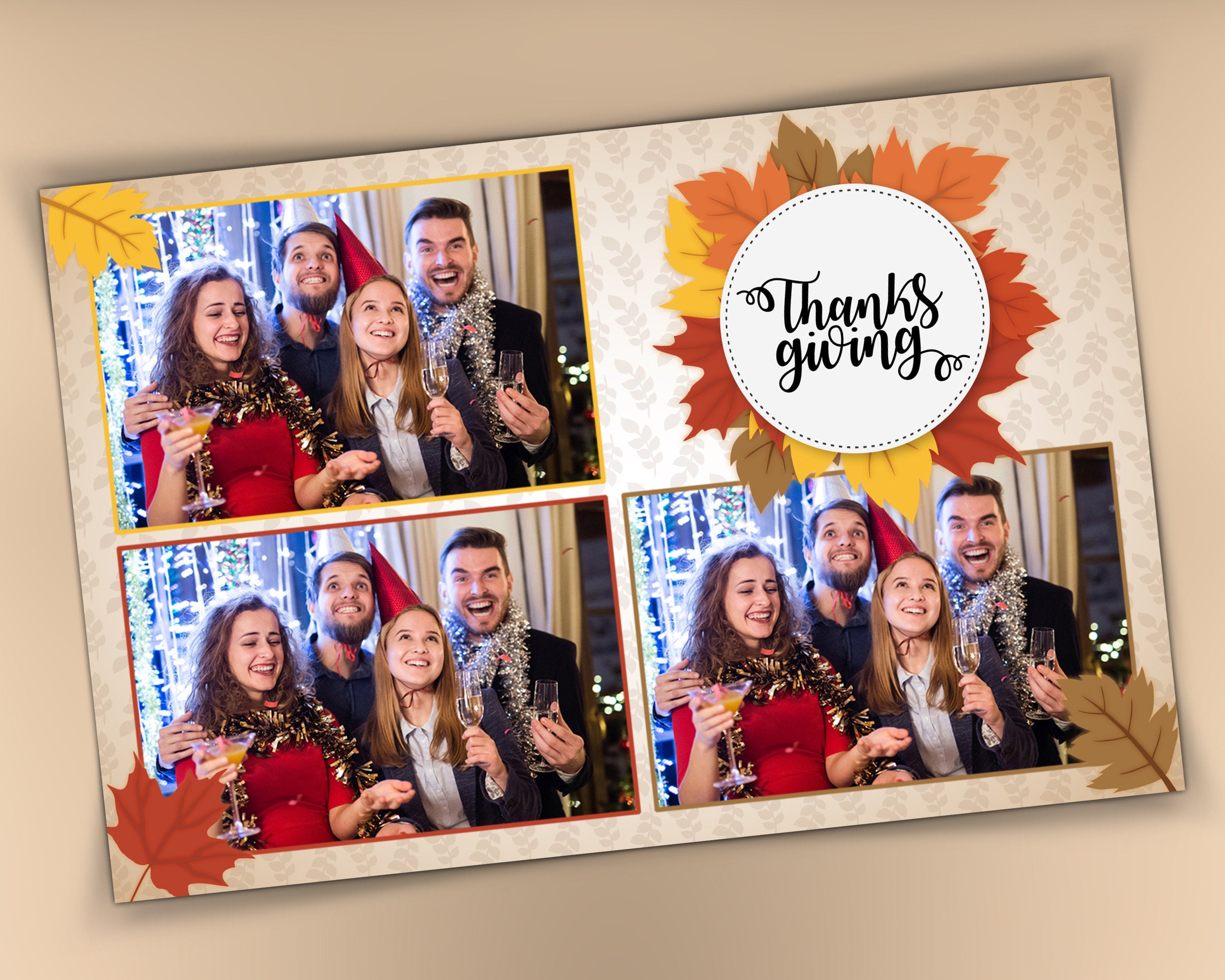 Fall 4x6 Photo Booth Template for Thanksgiving Friendsgiving Bridal shower Holiday Festival Wedding Birthday Sweet 16 Quinceañera