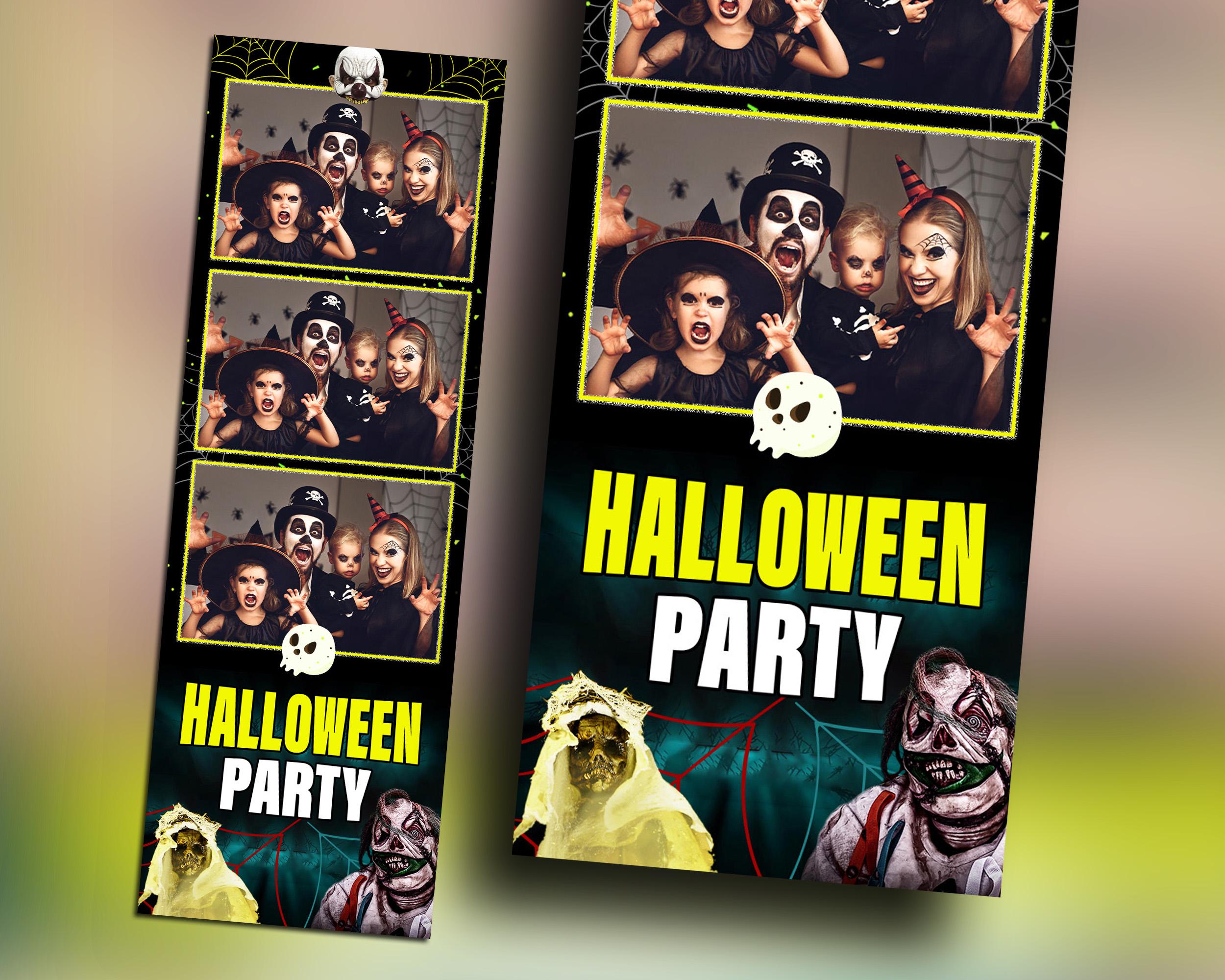 Halloween Photobooth Template 2x6 Strip Trick or Treat Party 2024 Hallows' Day Scary Gost Photo booth Pumpkin Template Holiday 1350