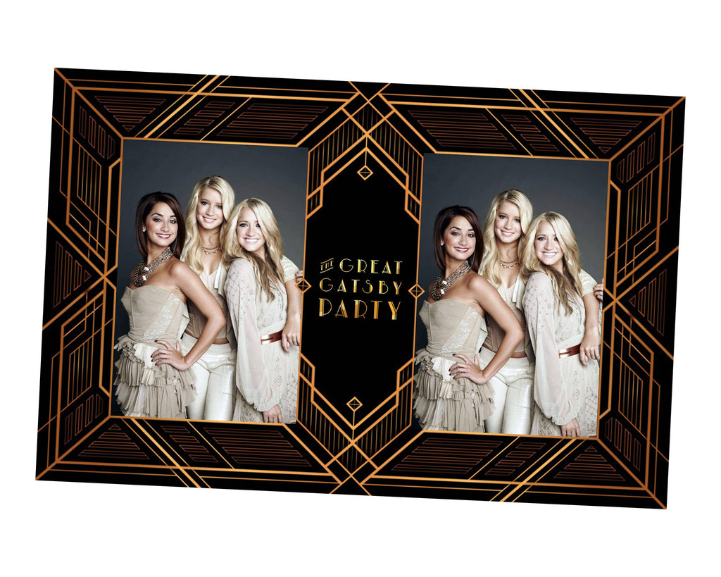 The Great Gatsby Photobooth Template Art Deco Photo Booth Black Gold Foil Geometric 1920s Wedding Groomsman 20s