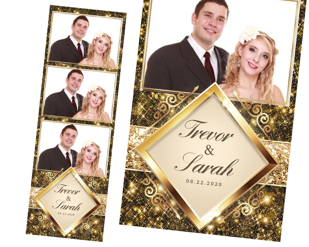 Wedding Photo booth Template Gold Glitter Photobooth Template for Birthday Gold Bridal Wedding Anniversary 4x6 Photo Booth Template