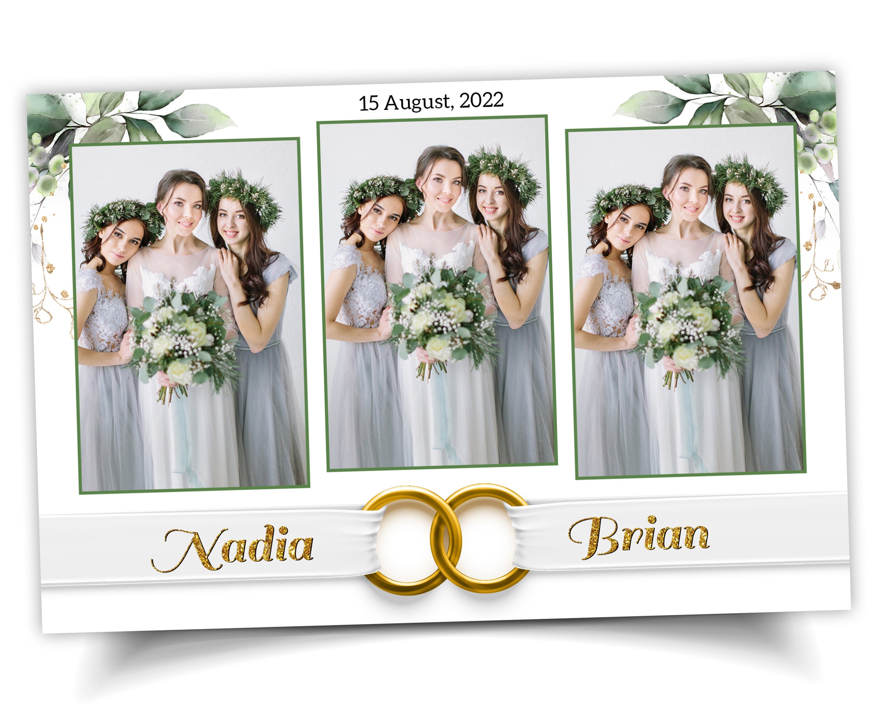 Bridal Shower Photo Booth Template, Wedding Photobooth, Anniversary, Greenery 657