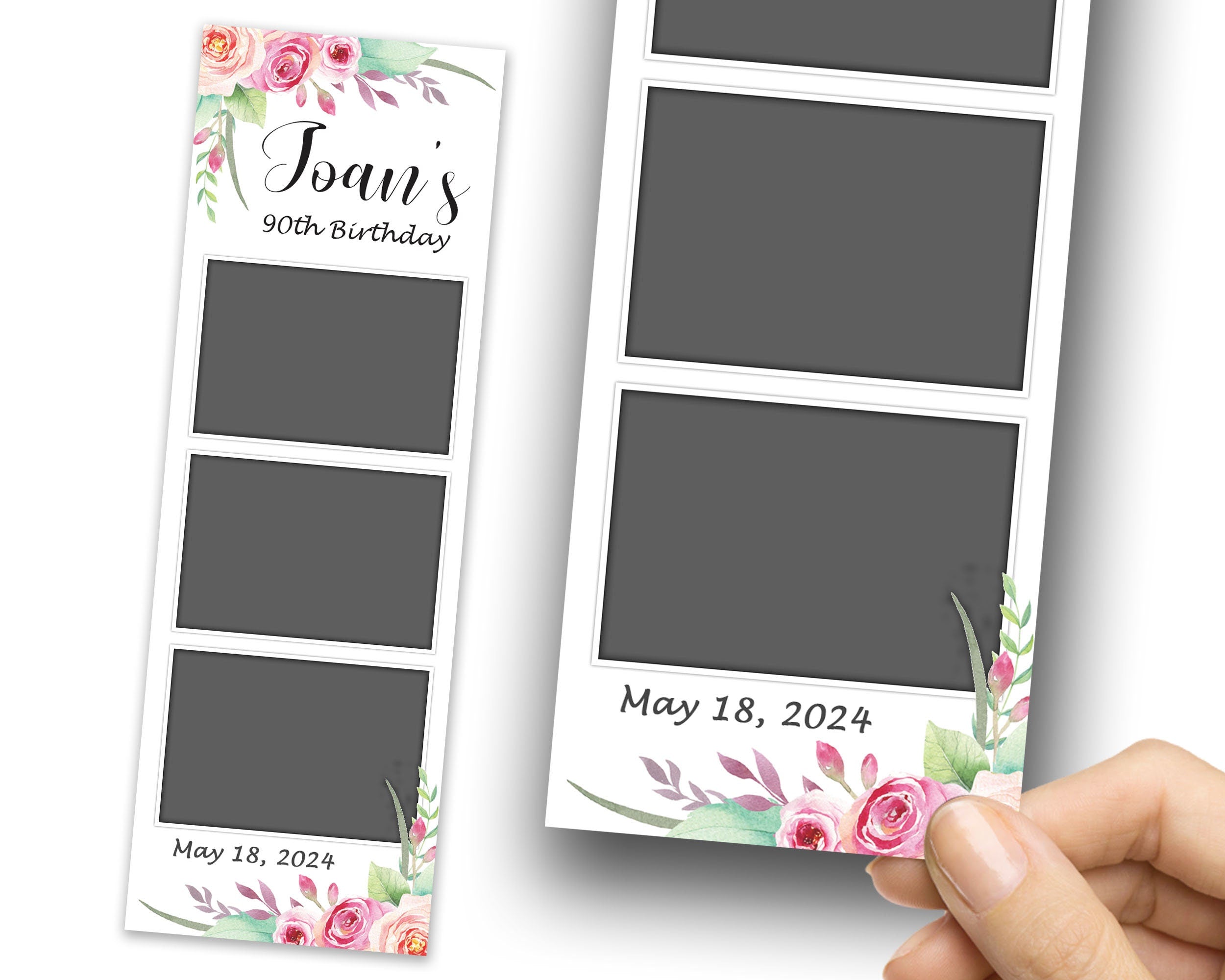 Birthday Wedding Anniversary Photo Booth Template Floral Photobooth Template Sweet 16 Bridal Shower 203