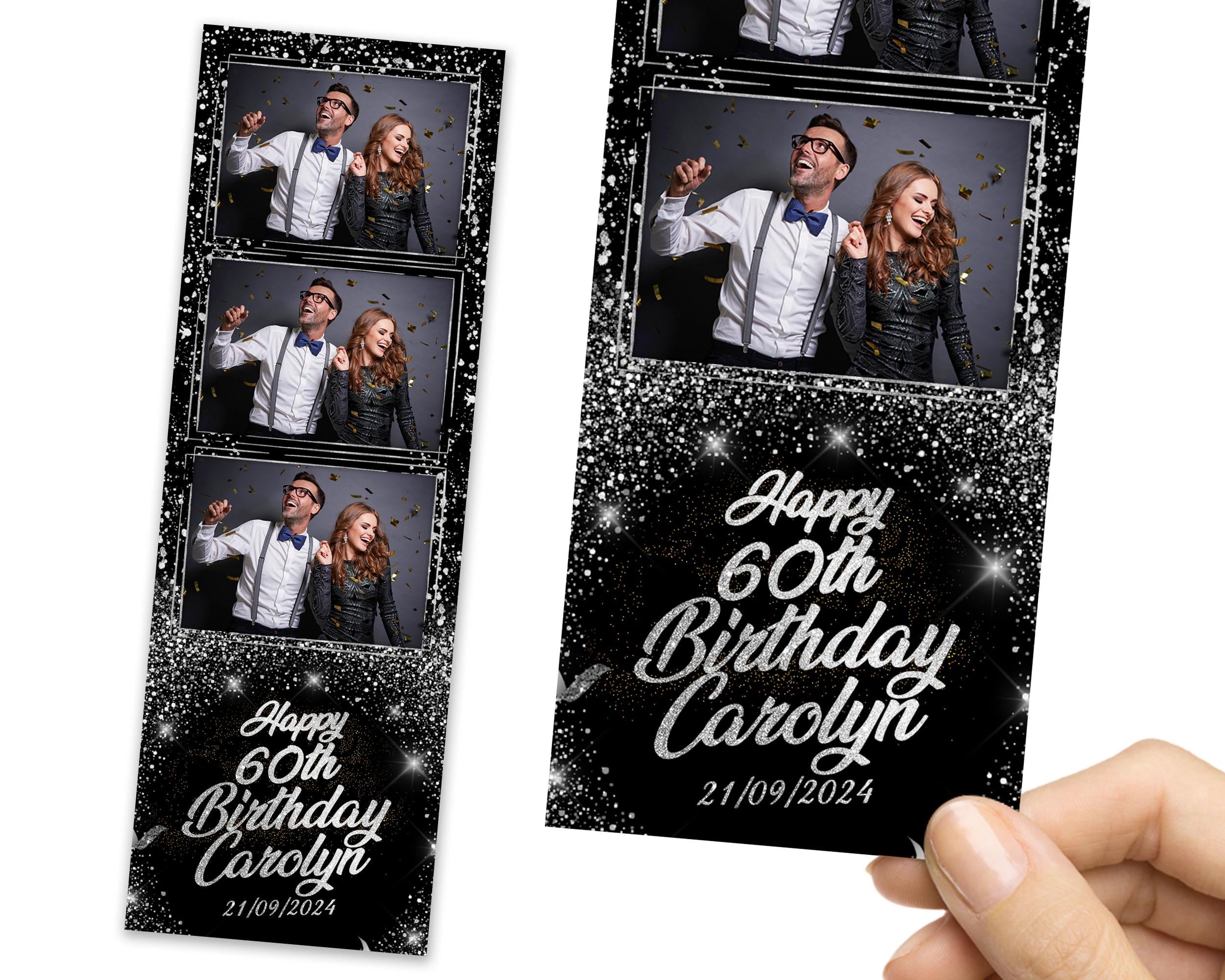 Birthday Photobooth Template, Birthday Party Photo Booth Template, Silver, Sparkle, Glitter, 2x6 Strip 667