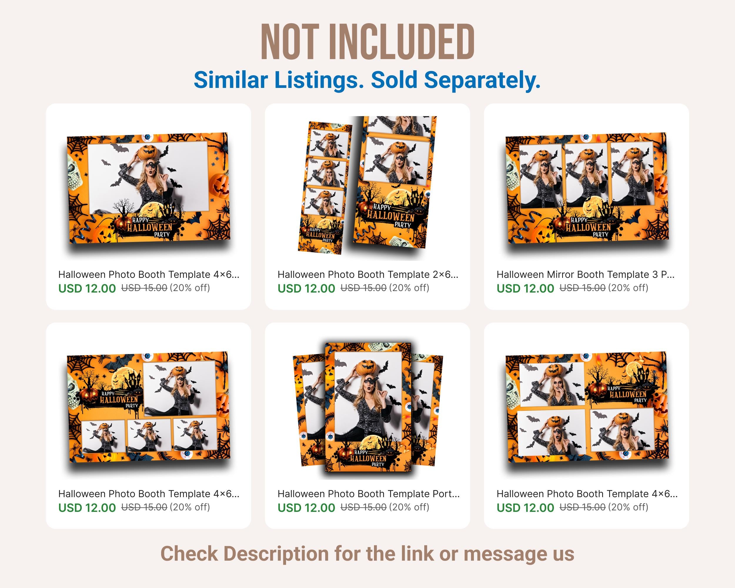 Halloween Photobooth Template 4x6 Landscape 4 photo Trick or Treat Party 2024 Orange Yellow Black Scary Pumpkin Photo Booth Template B29