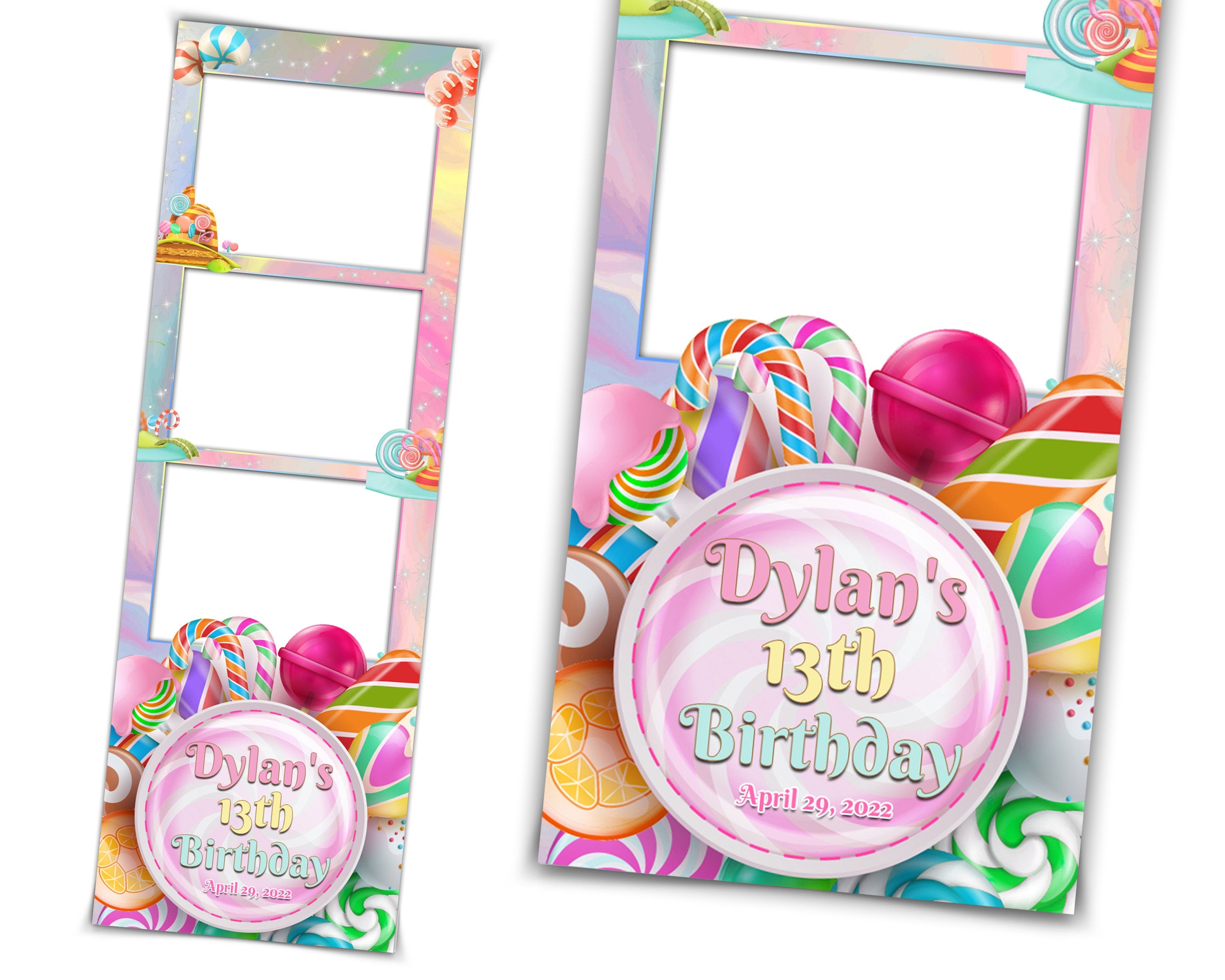 Birthday Photo booth template 2x6 & 4x6 candy land strip photo booth template