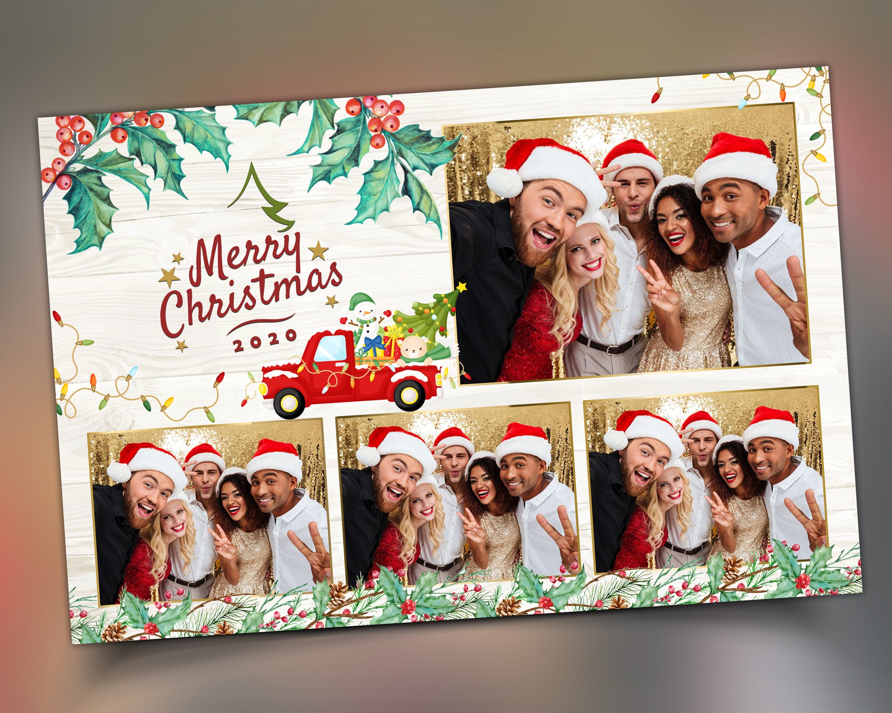 Christmas Truck Photo Booth Template Merry Christmas and New Year Holiday Xmas Photobooth