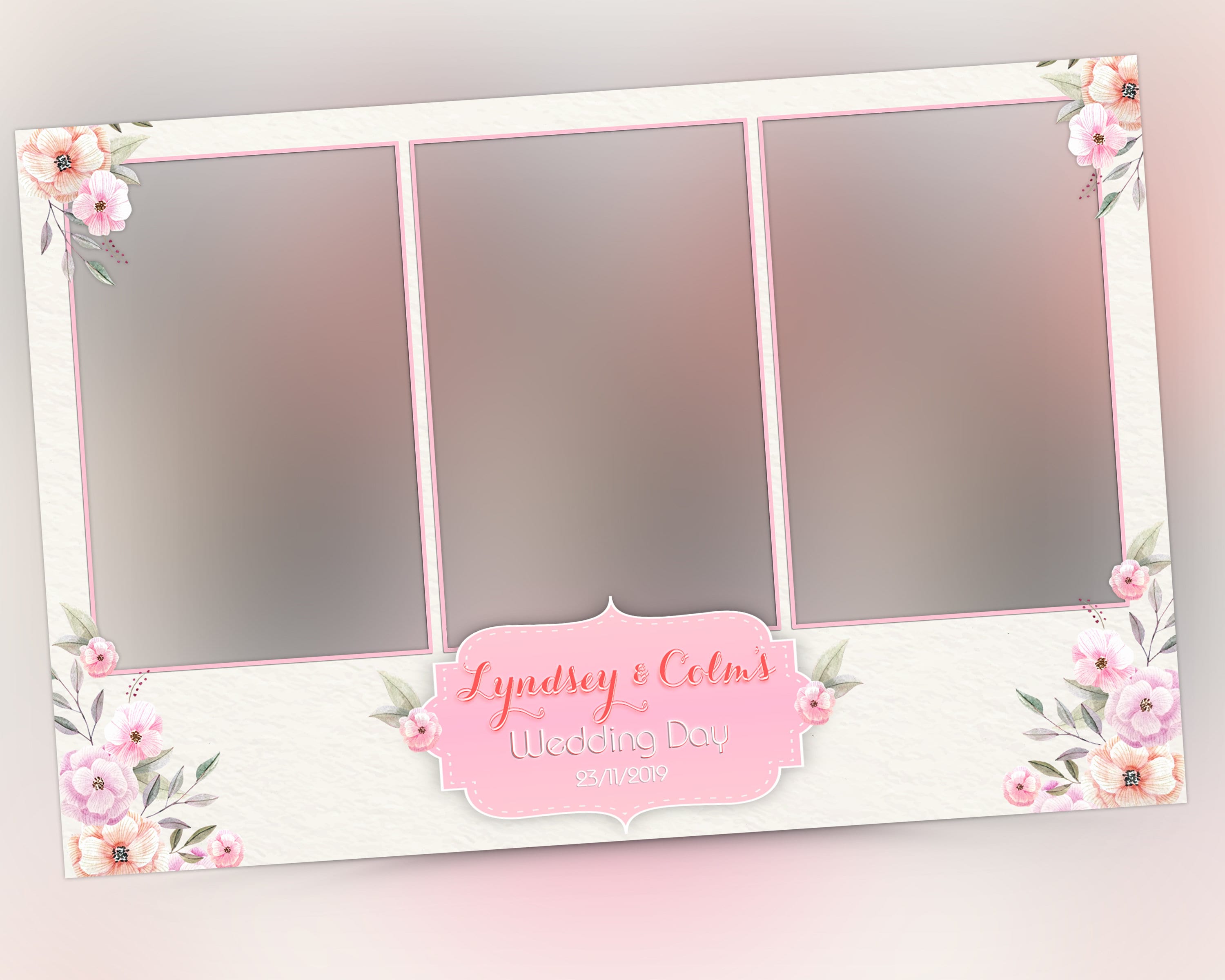 Photobooth Template Pink Floral Wedding Photo Booth Template, Pink Floral Bridal Photobooth Template, 4x6 Anniversary Photobooth template