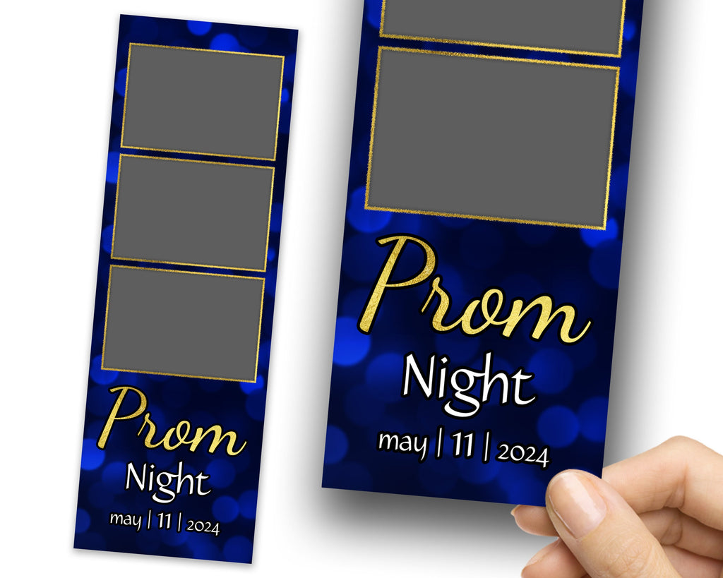 Prom Night Photobooth Template, Class of 2024, Graduation Photo booth Template, Blue Gold 2x6 Stripe,  1078