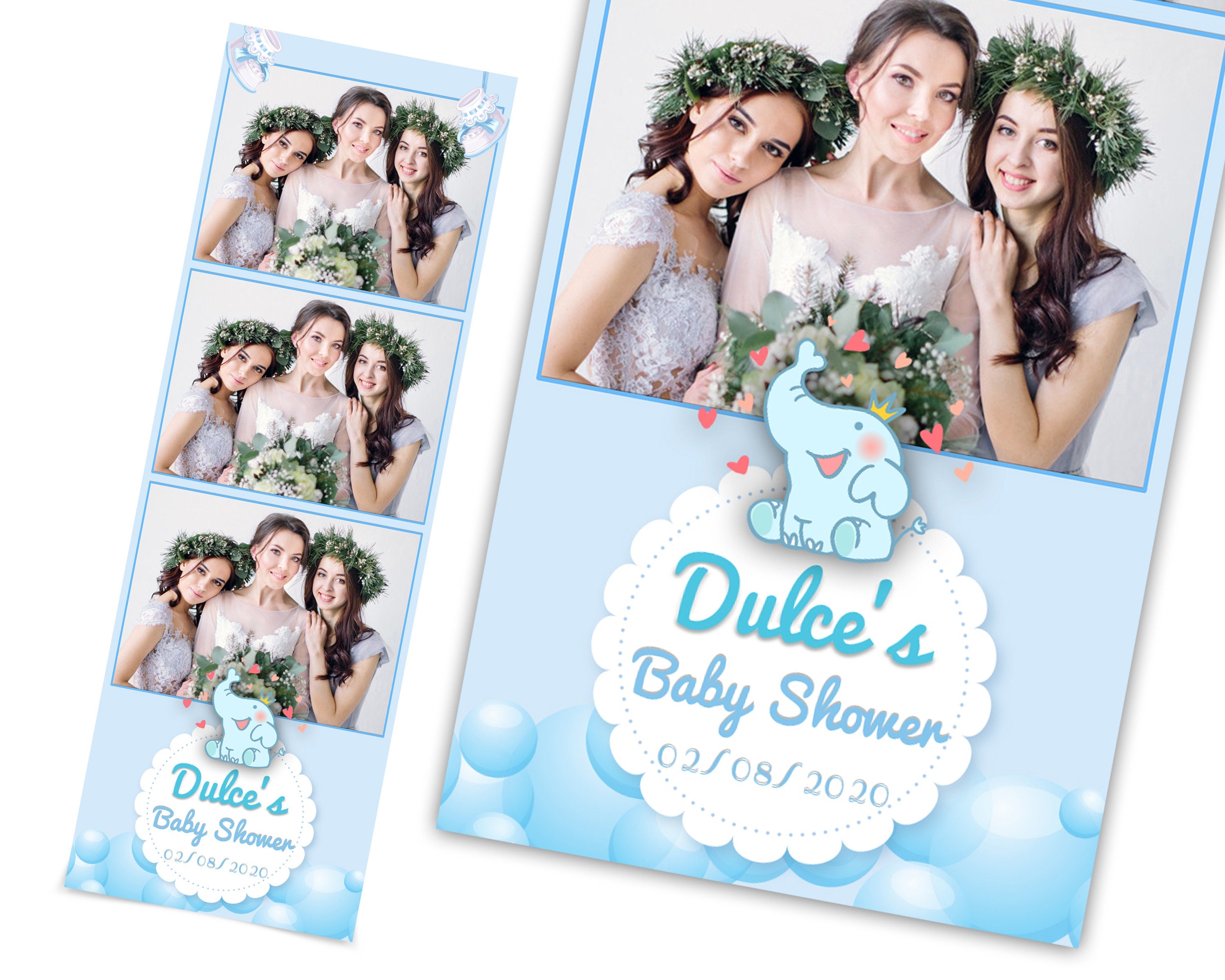 Birthday and Baby Shower Photo Booth Template 1st birthday 2x6 Photobooth Template with xbdr psd png jpg and mockup