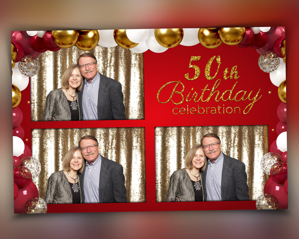 Birthday Photo Booth Template rose gold Balloon sweet 16 Photobooth 4x6 inch 3 Photos dslr mirror darkroom  booth font file psd png