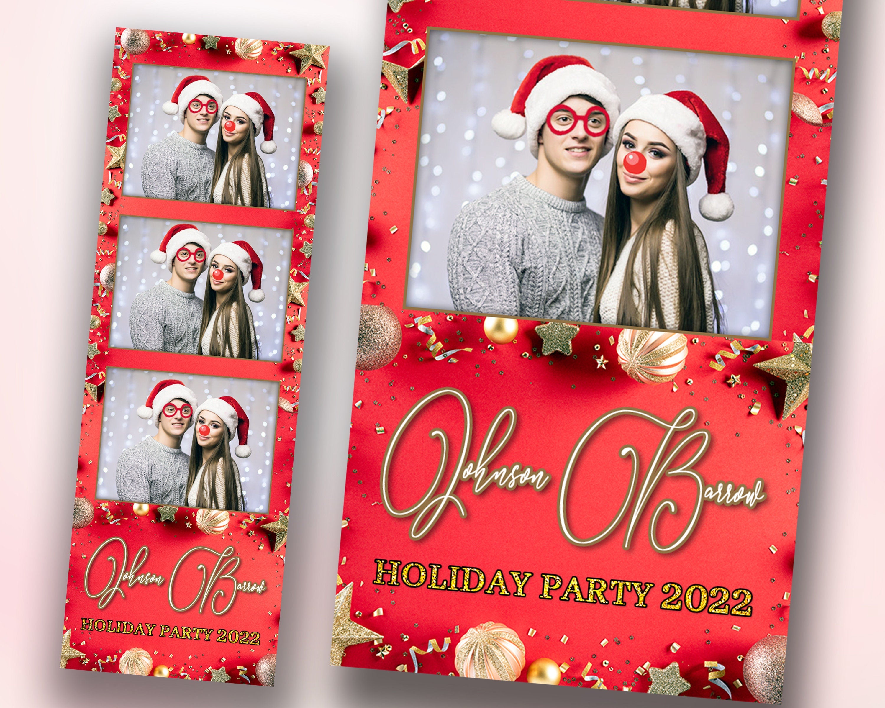 Christmas Photobooth Template Merry Christmas and New Year Strip Winter Wonderland and Holiday Photobooth Template Gold Black Silver 2x6