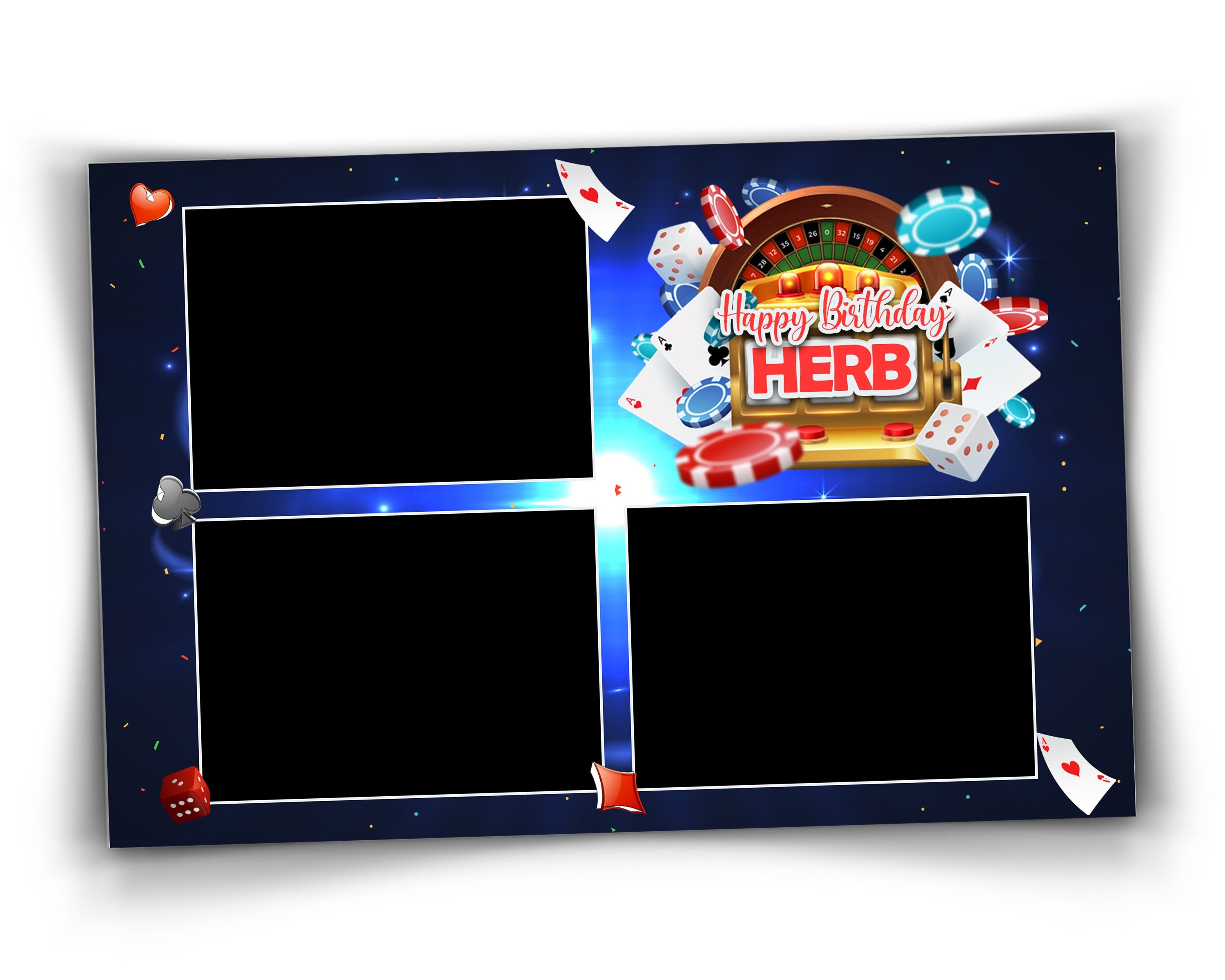 Casino Birthday Photo Booth Template 4x6 Strip Photo Overlay Casino Photobooth Template