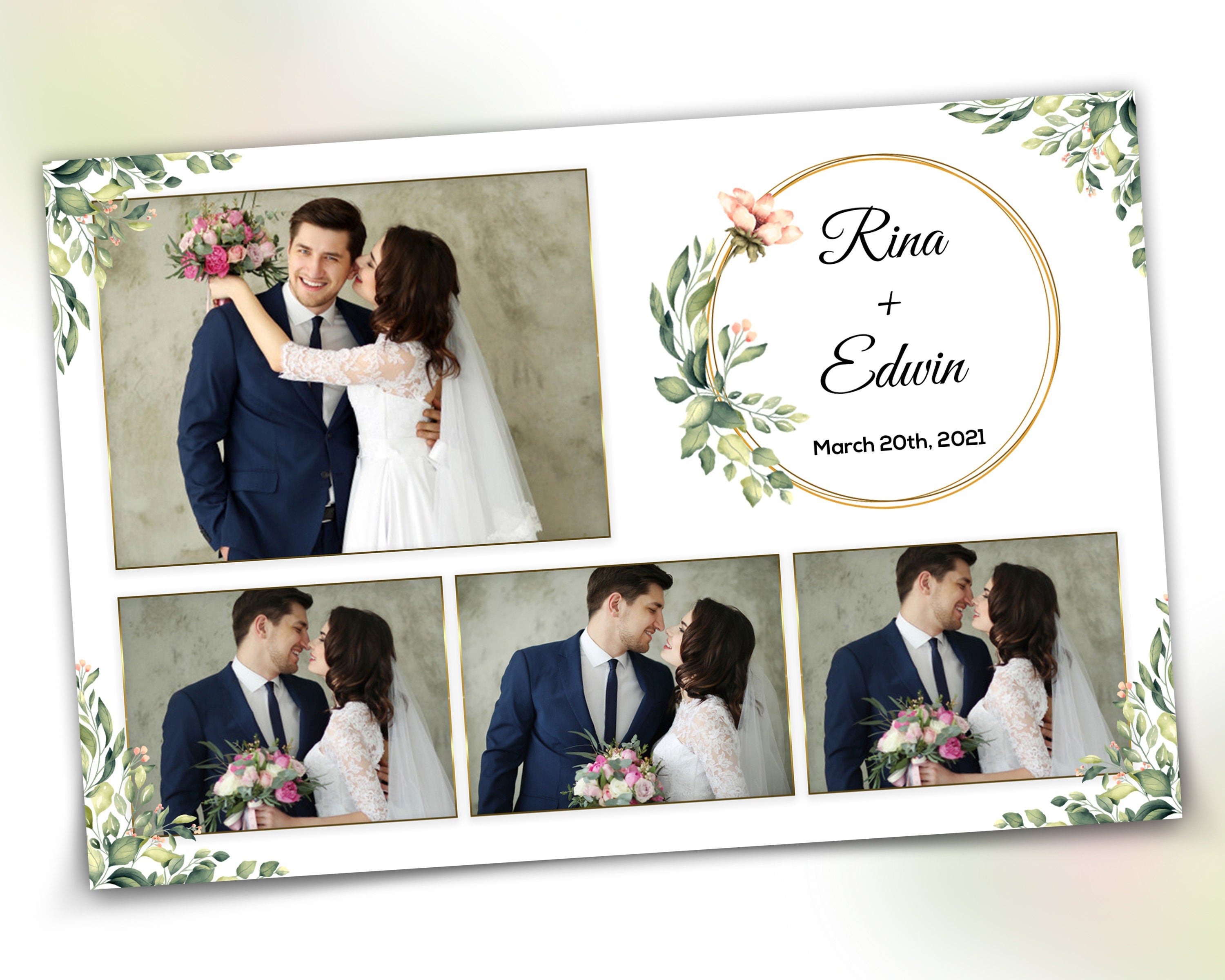 Photobooth Template Wedding Bridal Shower Sweet 16 Floral Anniversary Photo Booth Template 4x6 Photobooth Template with xbdr psd png jpg