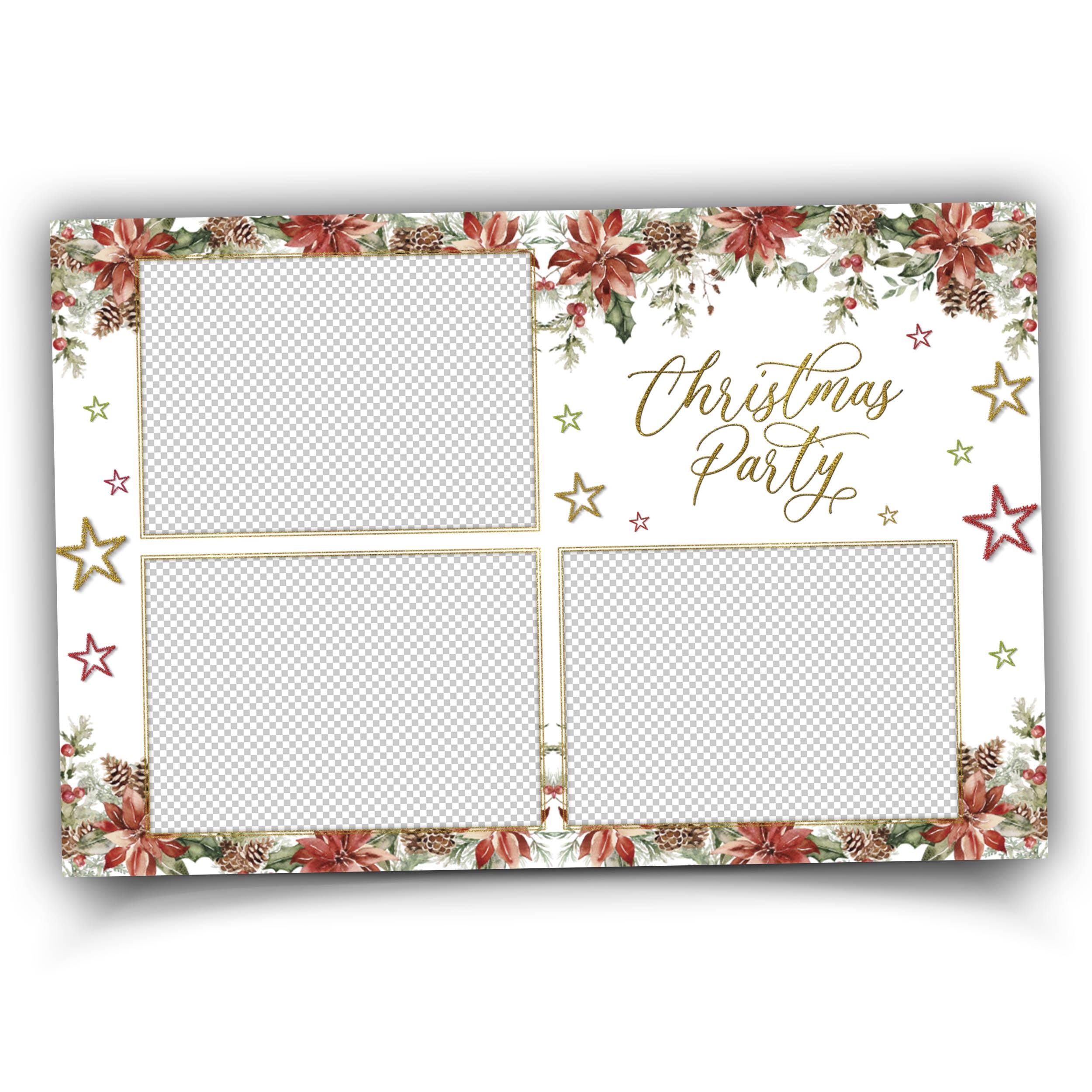 Christmas Photobooth Template, Holiday Photo Booth, Merry Christmas, Xmas, New Year Party, Poinsettia 1418