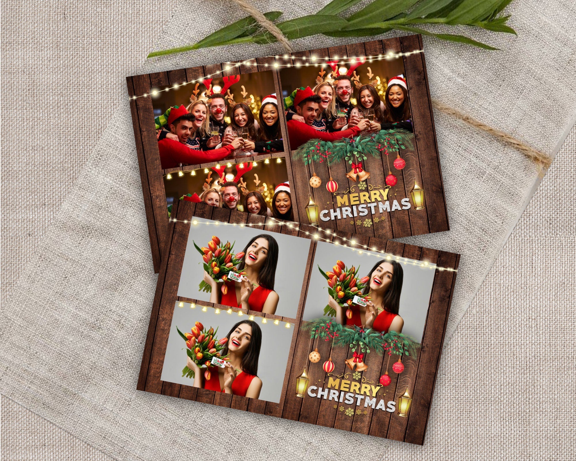 Christmas Photobooth Template, Merry Christmas and New Year 2022, 4x6 Photobooth Template, wooden rustic