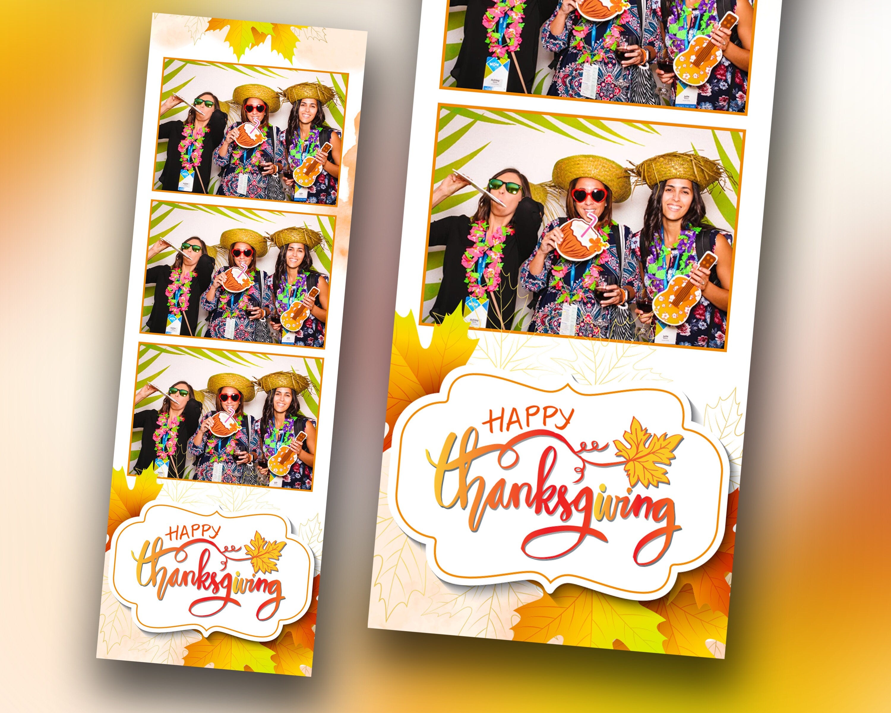Thanksgiving Fall Festival Photobooth Template 2x6 Strip with Font and free personalization Autumn theme fall leaves photo booth template