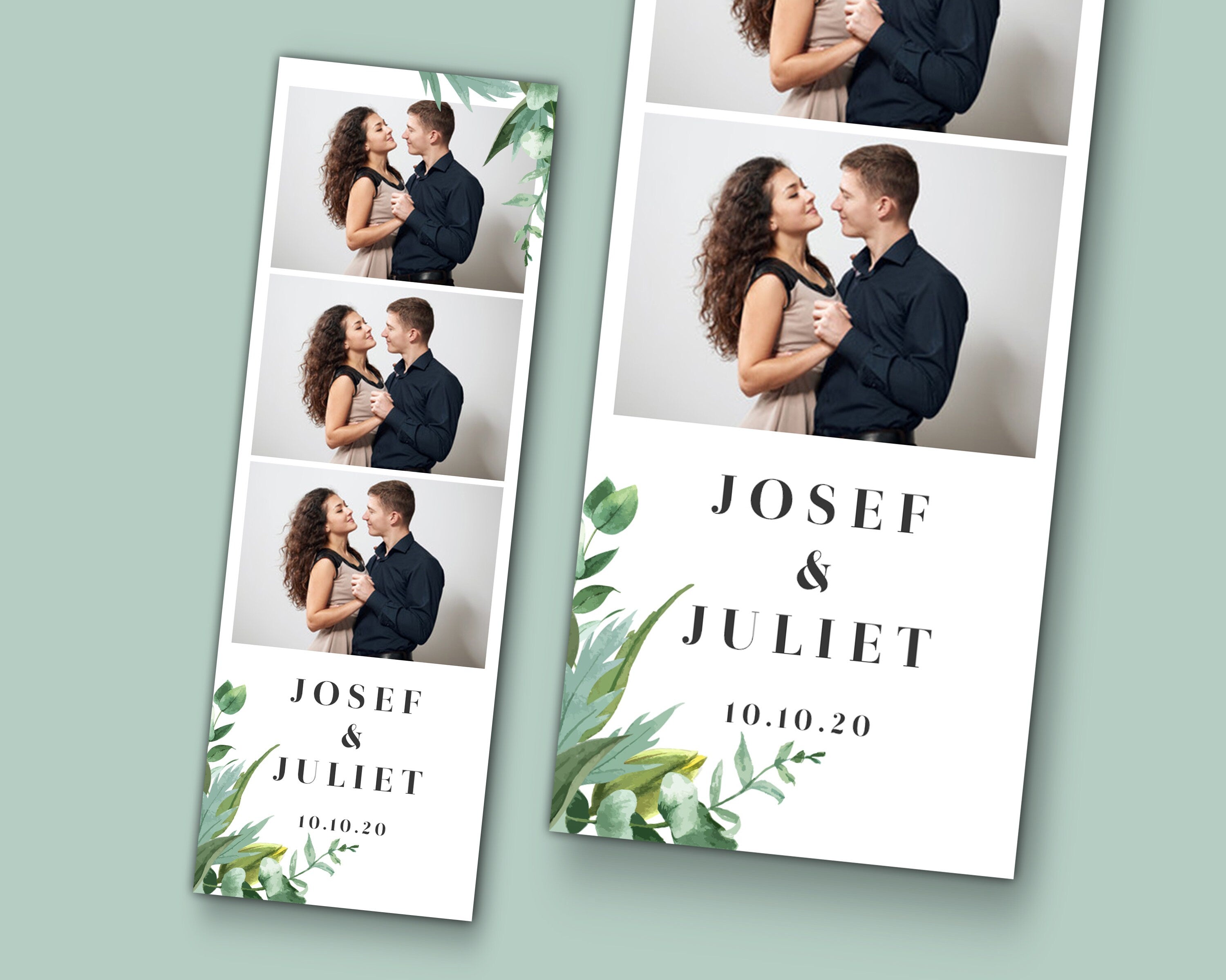 Wedding Bridal Shower Sweet 16 Floral Anniversary Photo Booth Template 2x6 Photobooth Template with xbdr psd png jpg and mockup