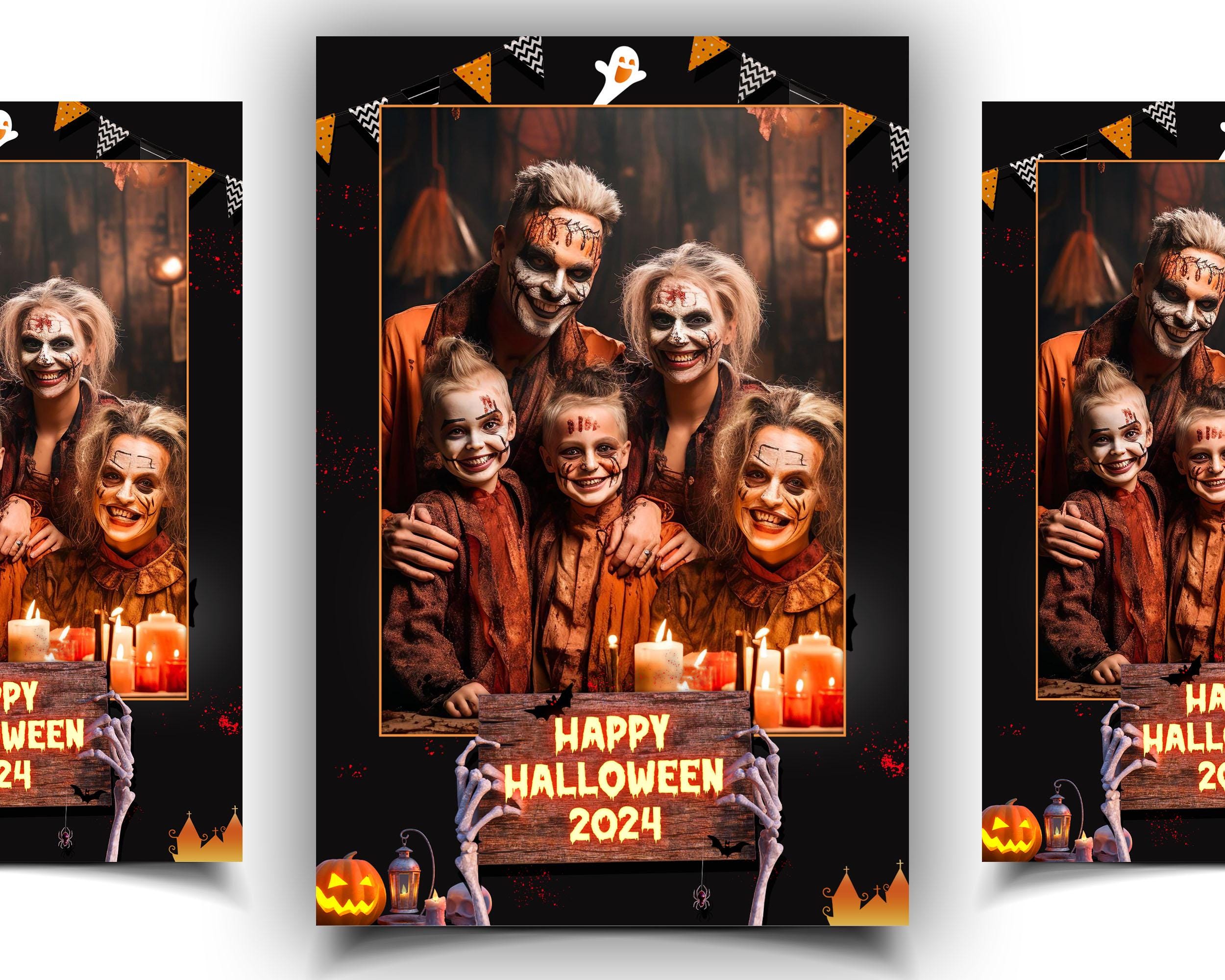 Halloween 2024 Photobooth Template, Trick or Treat, Pumpkin Photo Booth Template 1356