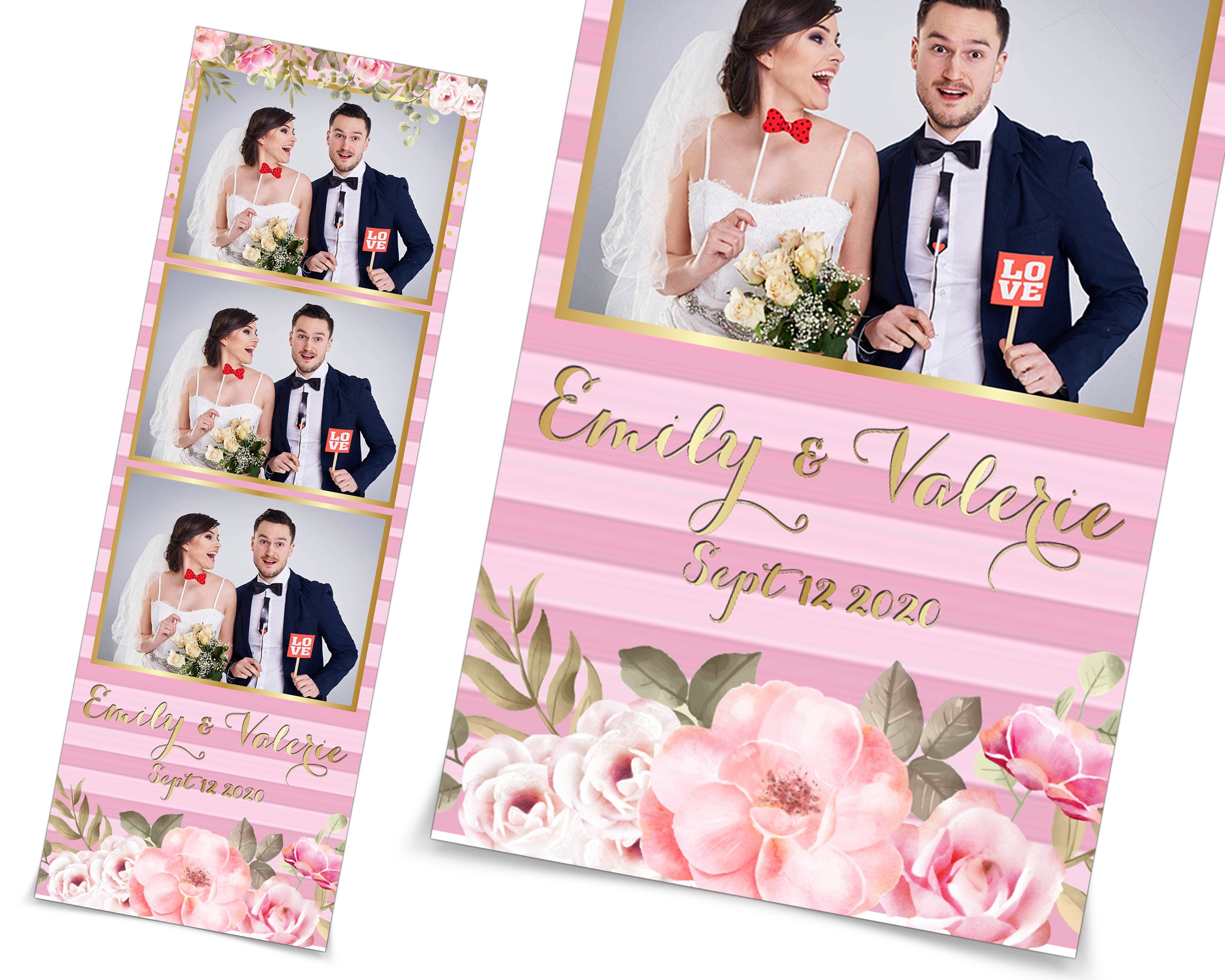 Wedding Photobooth Template, Floral Photobooth Template, 2x6 Wedding Photo booth Template, Sweet Sixteen, Sweet 16, Bridal Shower