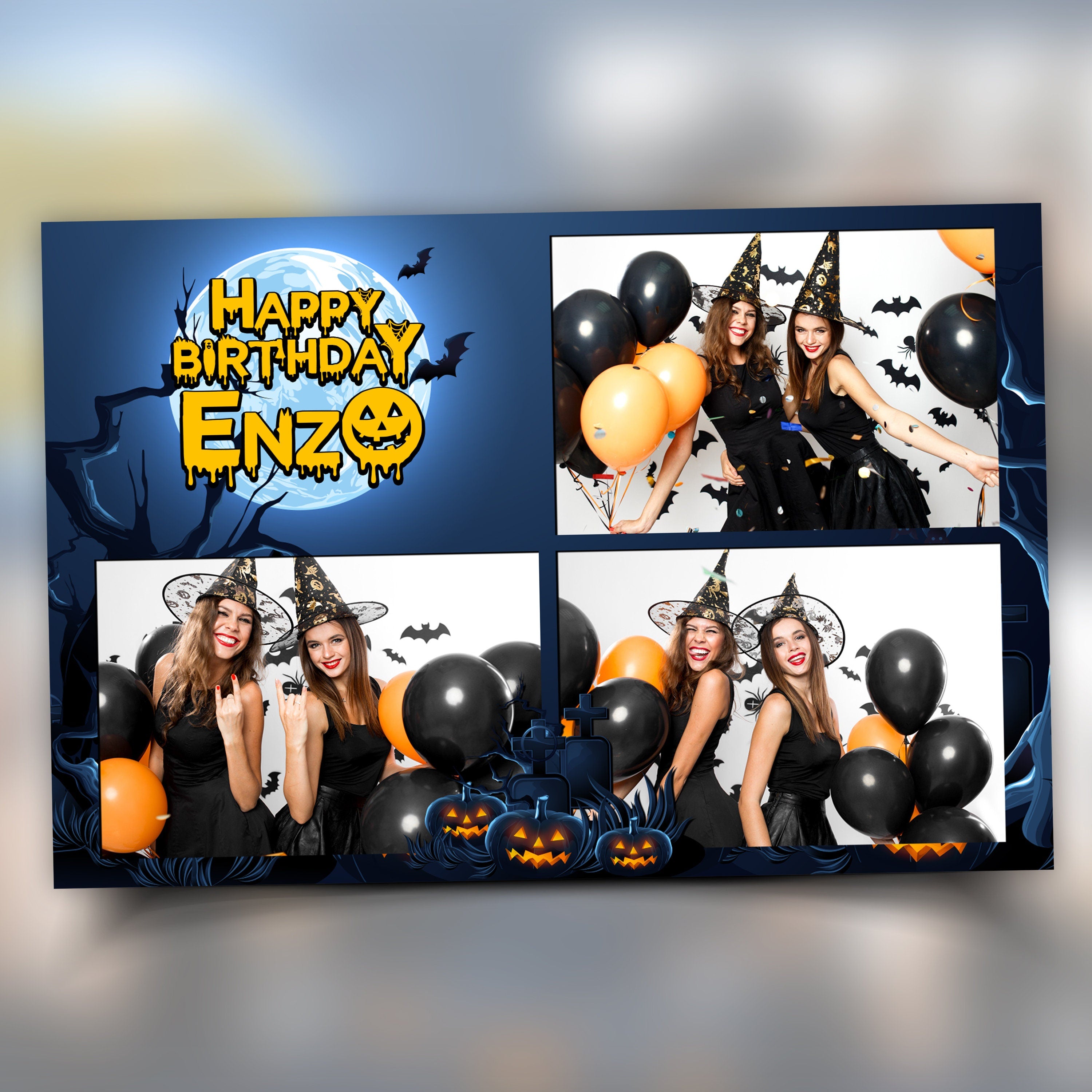 Halloween Photo Booth Template 4x6 Photobooth Pumpkin Template postcard