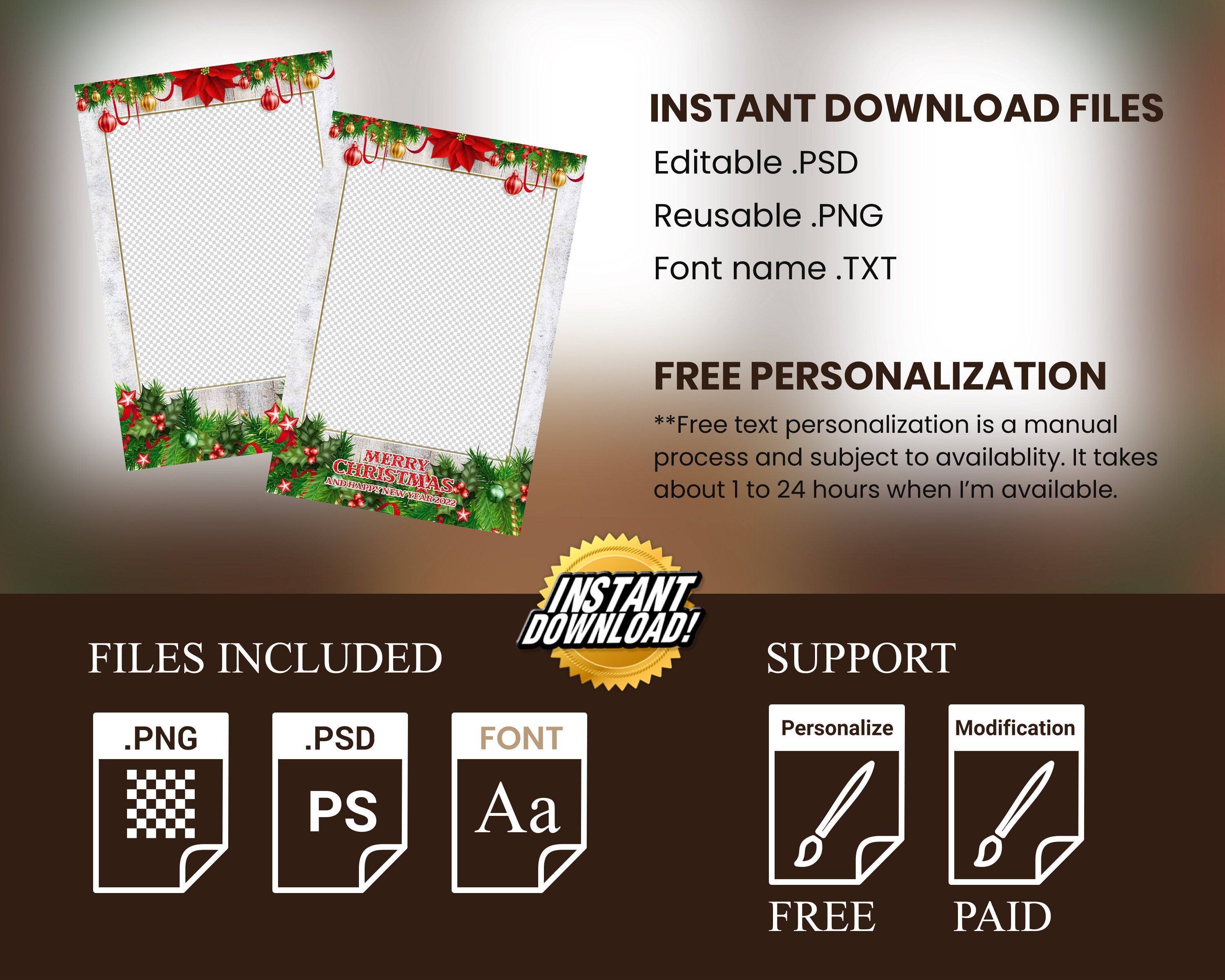 Christmas Photobooth Template Merry Christmas and New Year Strip Winter Wonderland and Holiday Photobooth Poinsettia