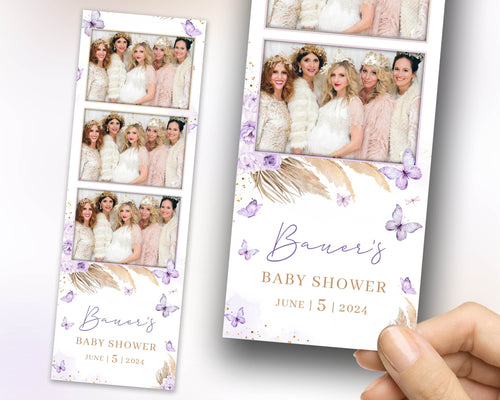 Baby Shower Photobooth Template, Baby Shower Photobooth Template, Sweet 16 Butterfly 2x6 Strip, Purple Quinceanera Birthday Photobooth 1098