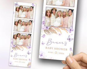 Baby Shower Photobooth Template, Baby Shower Photobooth Template, Sweet 16 Butterfly 2x6 Strip, Purple Quinceanera Birthday Photobooth 1098