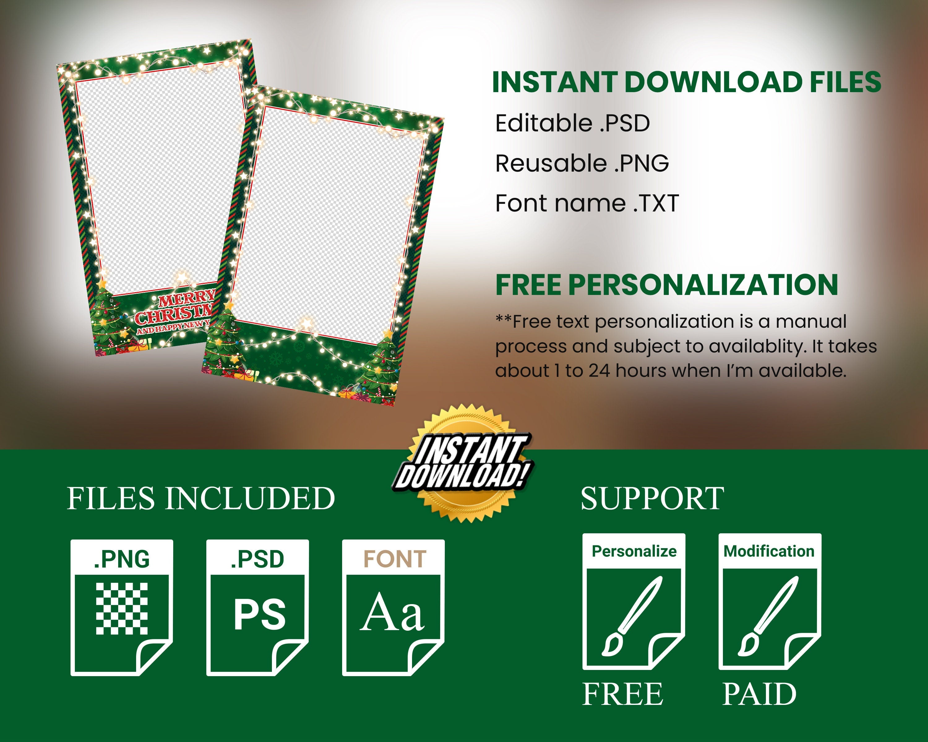 Christmas Photobooth Template Merry Christmas and New Year Strip Winter Wonderland and Holiday Photobooth Template Gold Black Silver 4x6