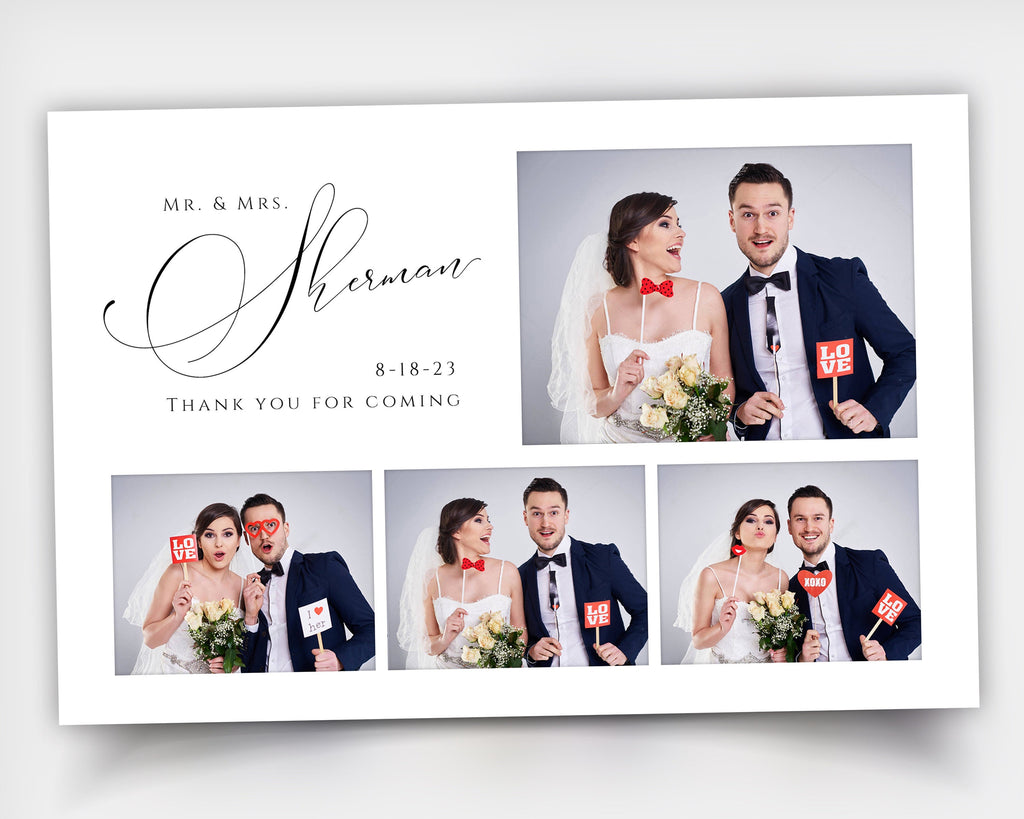 Wedding signature black and white Bridal Shower Anniversary Photo Booth Template 4x6 Photobooth Template with FONT & free Text personalis..