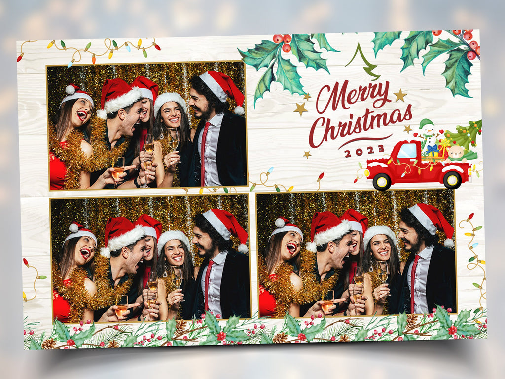 Christmas Truck Photo Booth Template Holiday Photobooth Merry Christmas New Year Xmas