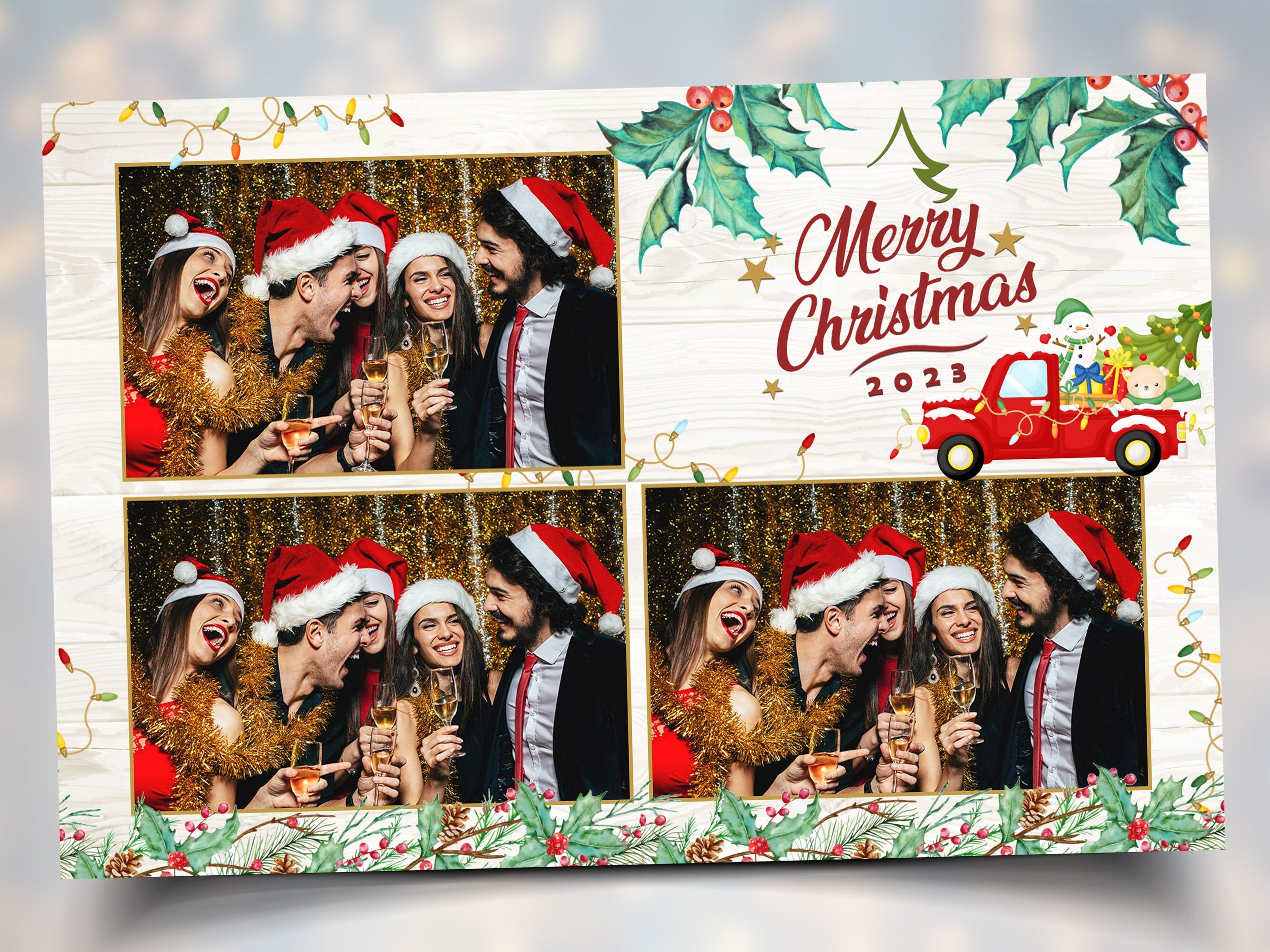 Christmas Truck Photo Booth Template Holiday Photobooth Merry Christmas New Year Xmas