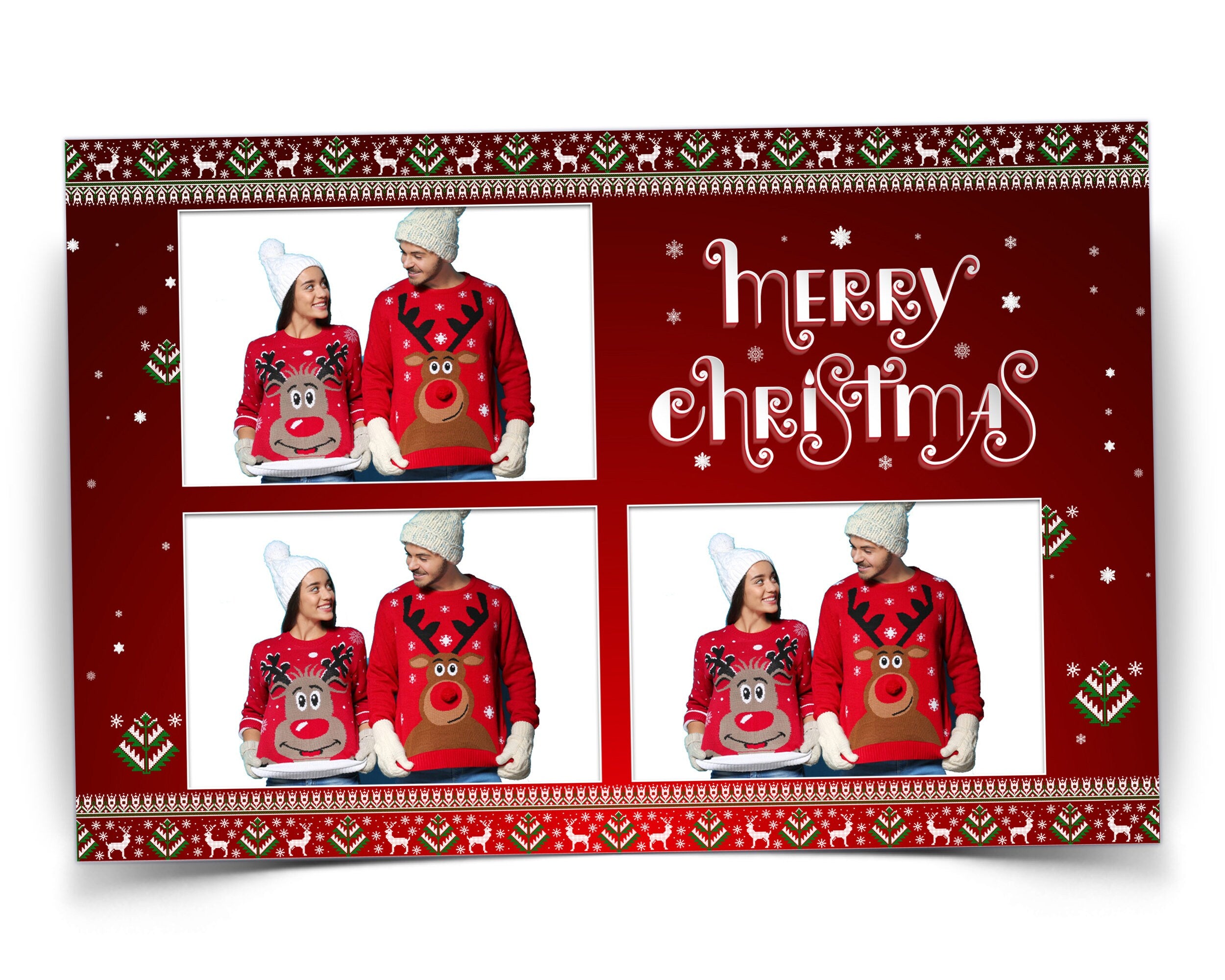 Ugly Sweater Party Holiday Merry Christmas Photobooth Template New Year Photo Booth Xmas Green & Red for Darkroom Mirror Salsa Touchpix DSLR