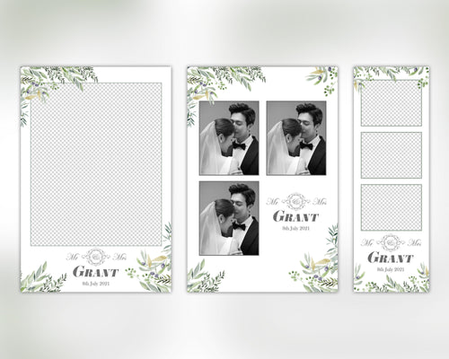 3 Bundle of Photo Booth Template for Wedding Bridal Shower Anniversary 2x6 strip, 4x6 single photo & 3 photos overlay, Photobooth Template