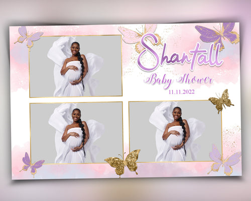 Baby Shower Photobooth template Purple Rose Gold and Pink Butterfly 4x6 Babyshower baby shower its a girl Photo Booth Template 659