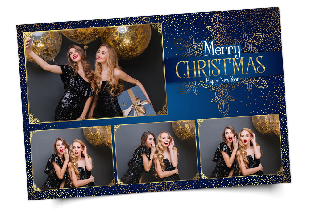 Photo Booth Template Merry Christmas New Year 2021 Party Photobooth Template 4x6  3 Photo Frame Template