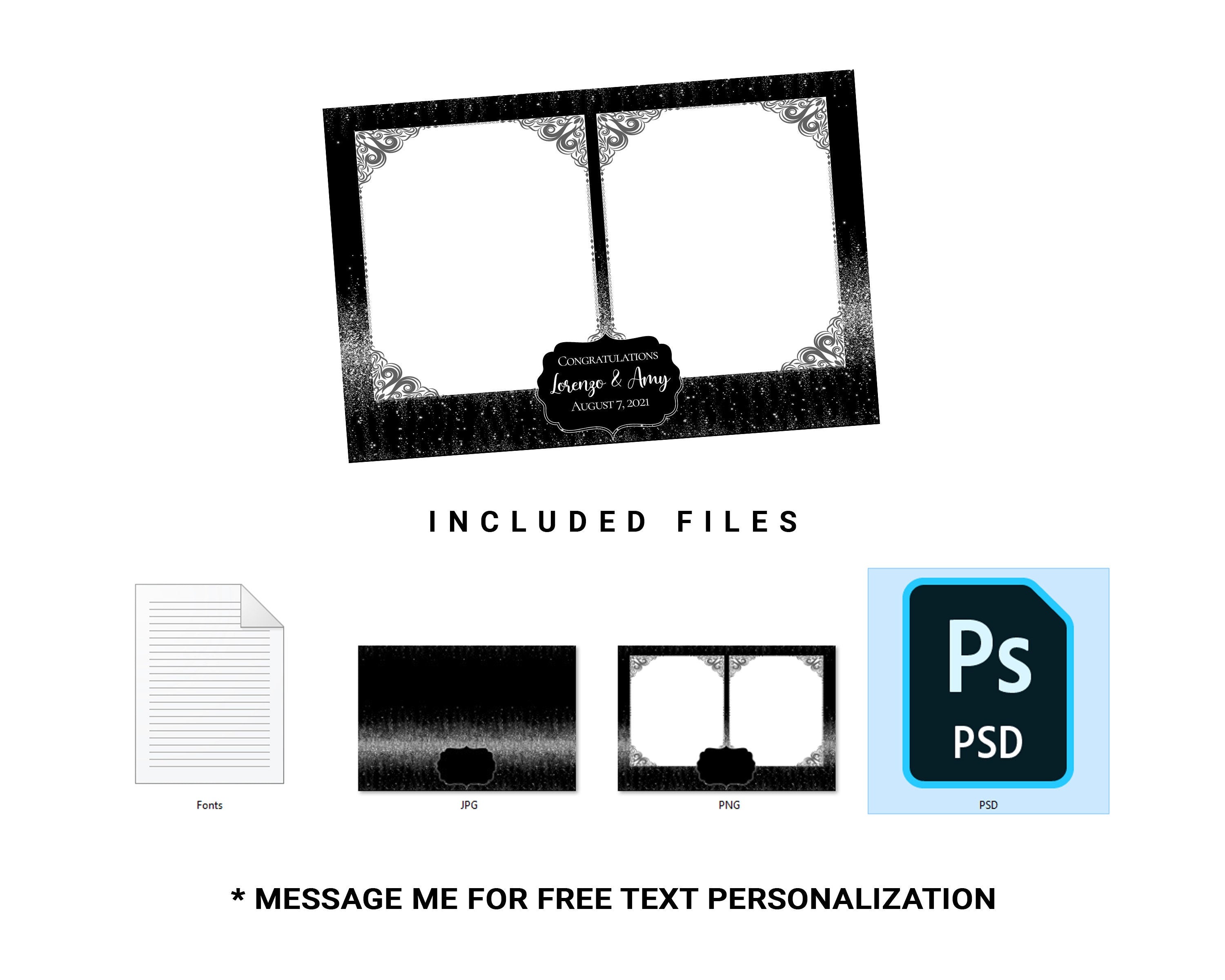 Photobooth Template Silver Glitter Photobooth Template for Birthday Silver Bridal Wedding Anniversary 4x6 Photo Booth Template