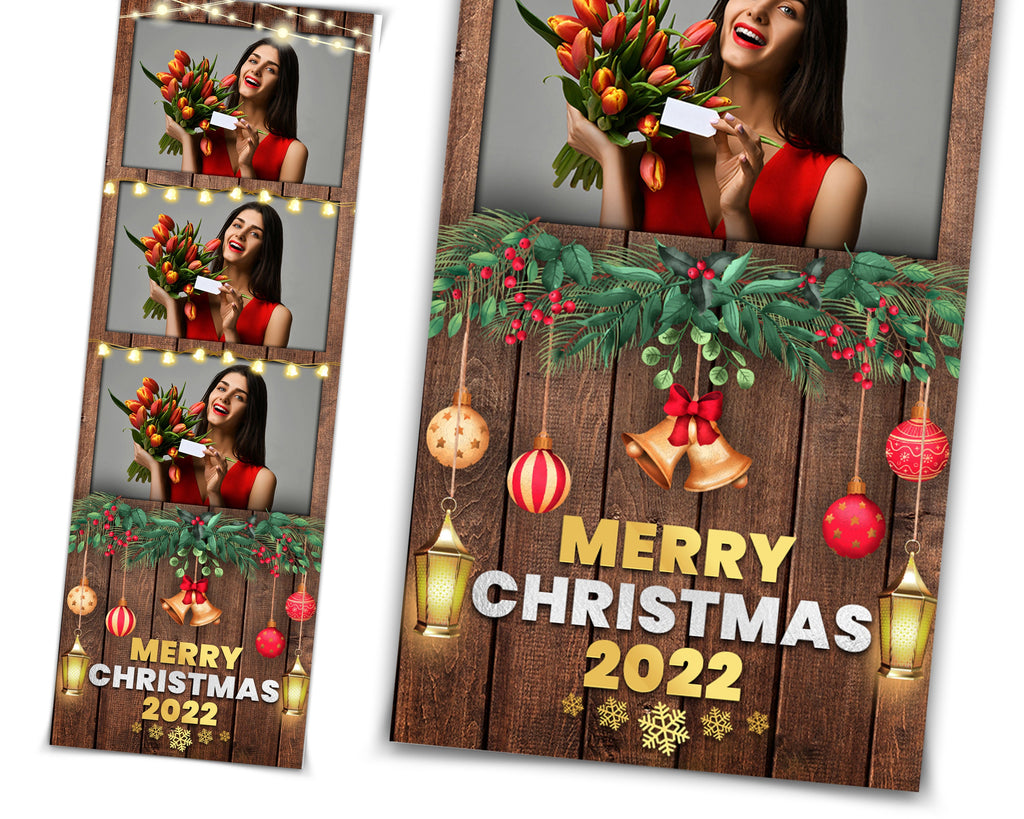 Christmas Photobooth Template, Merry Christmas and New Year 2022, 4x6 Photobooth Template, wooden rustic